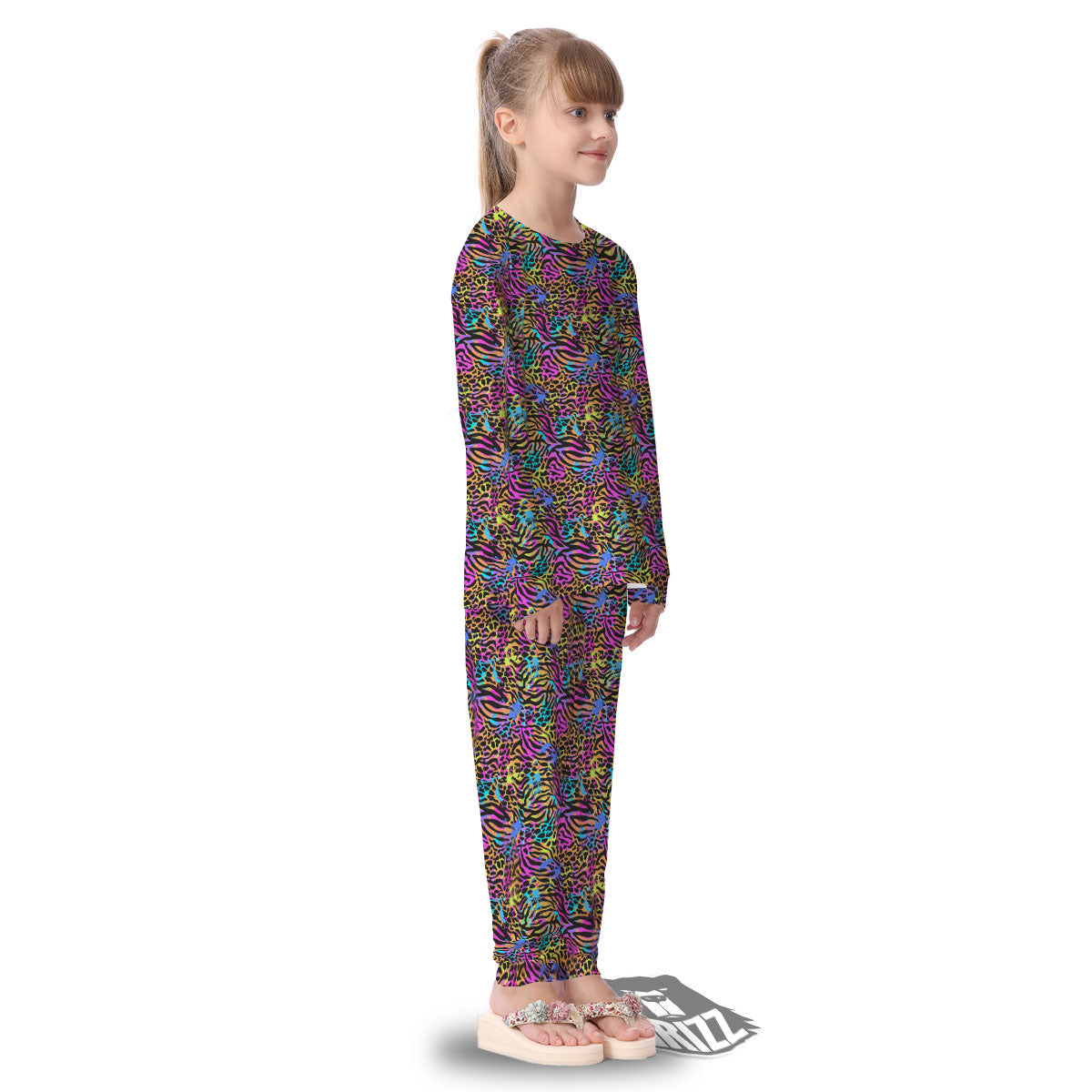 Leopard Zebra Colorful Print Pattern Kid's Pajamas-grizzshop