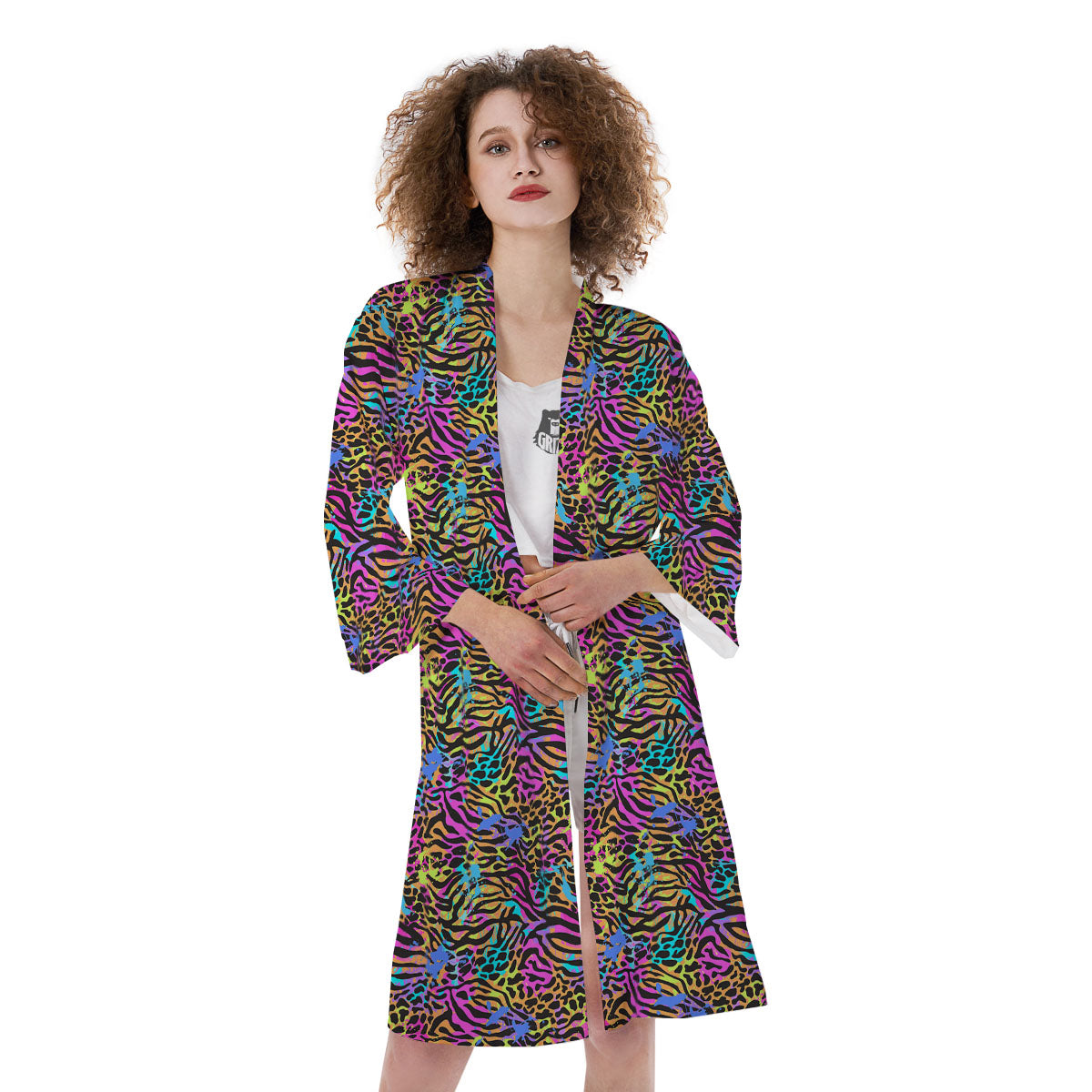 Leopard Zebra Colorful Print Pattern Kimono-grizzshop