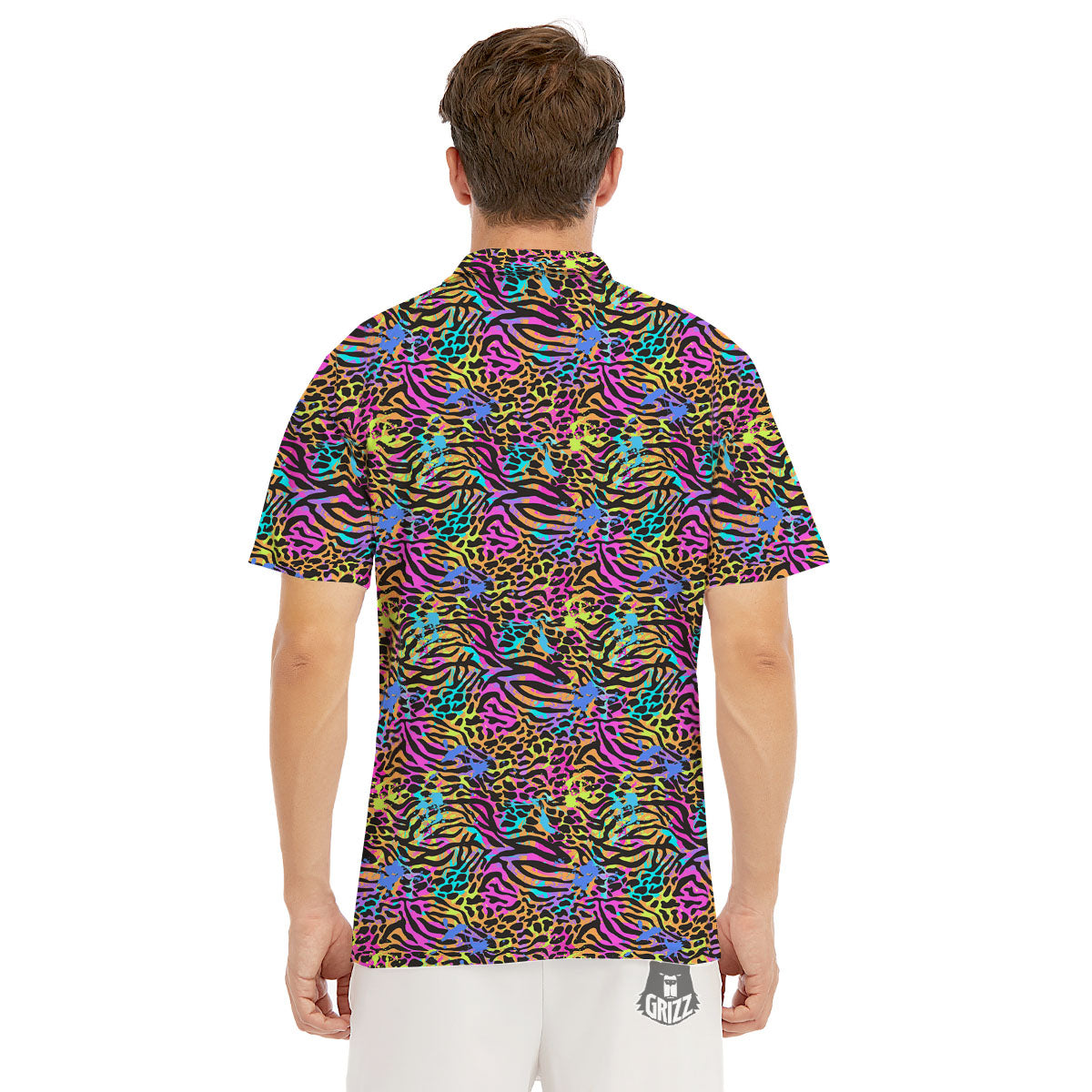 Leopard Zebra Colorful Print Pattern Men's Golf Shirts-grizzshop