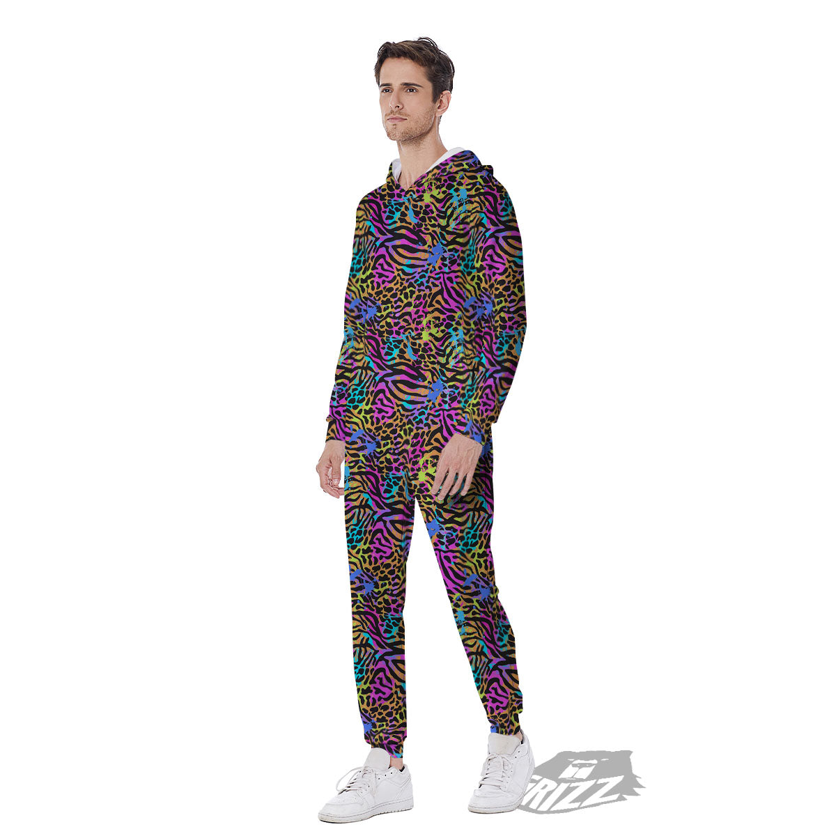 Leopard Zebra Colorful Print Pattern Men's Jumpsuit-grizzshop