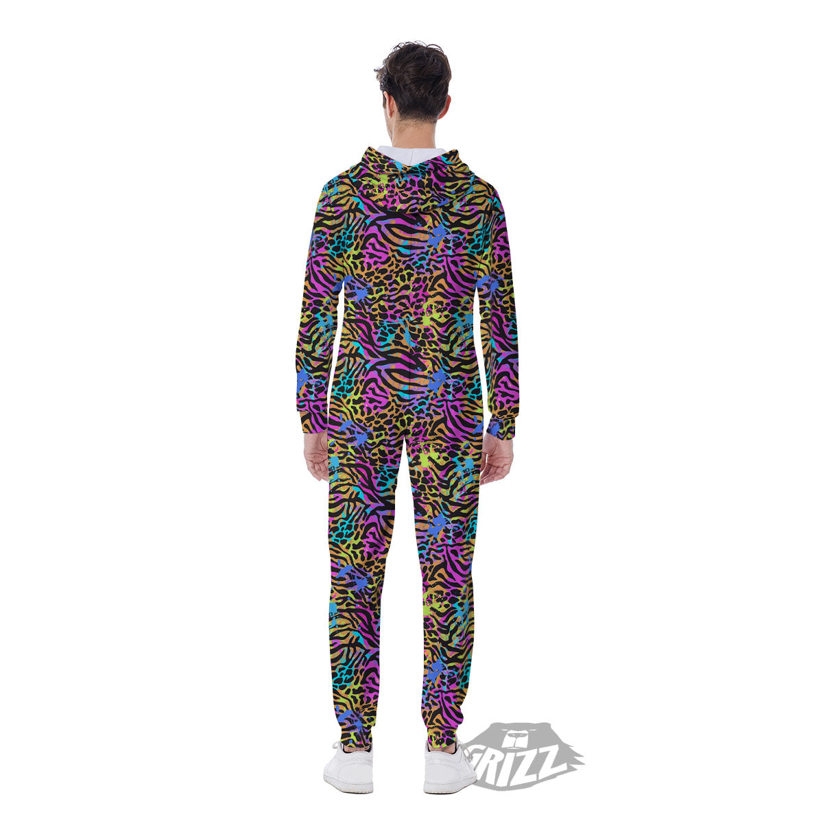 Leopard Zebra Colorful Print Pattern Men's Jumpsuit-grizzshop