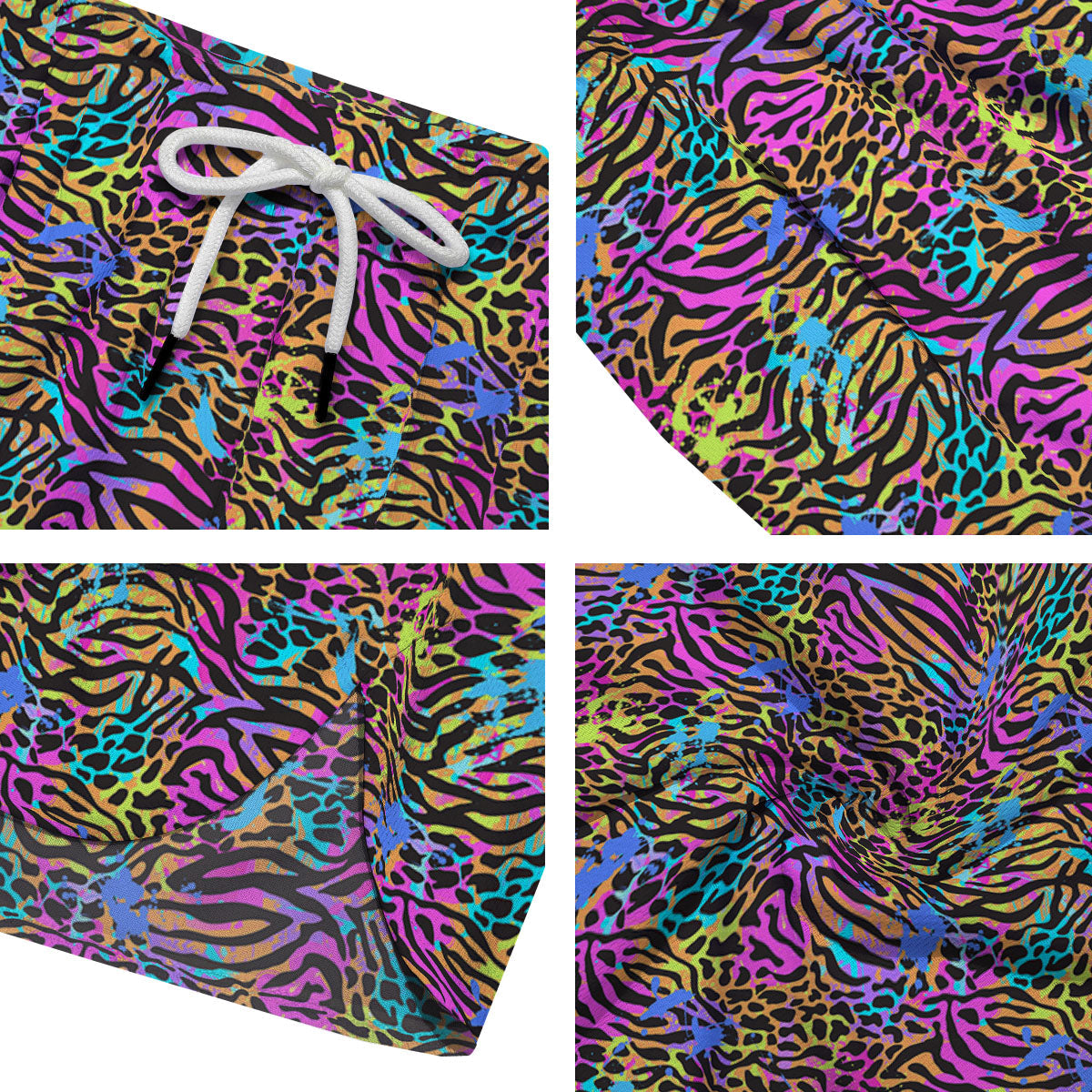 Leopard Zebra Colorful Print Pattern Men's Running Shorts-grizzshop
