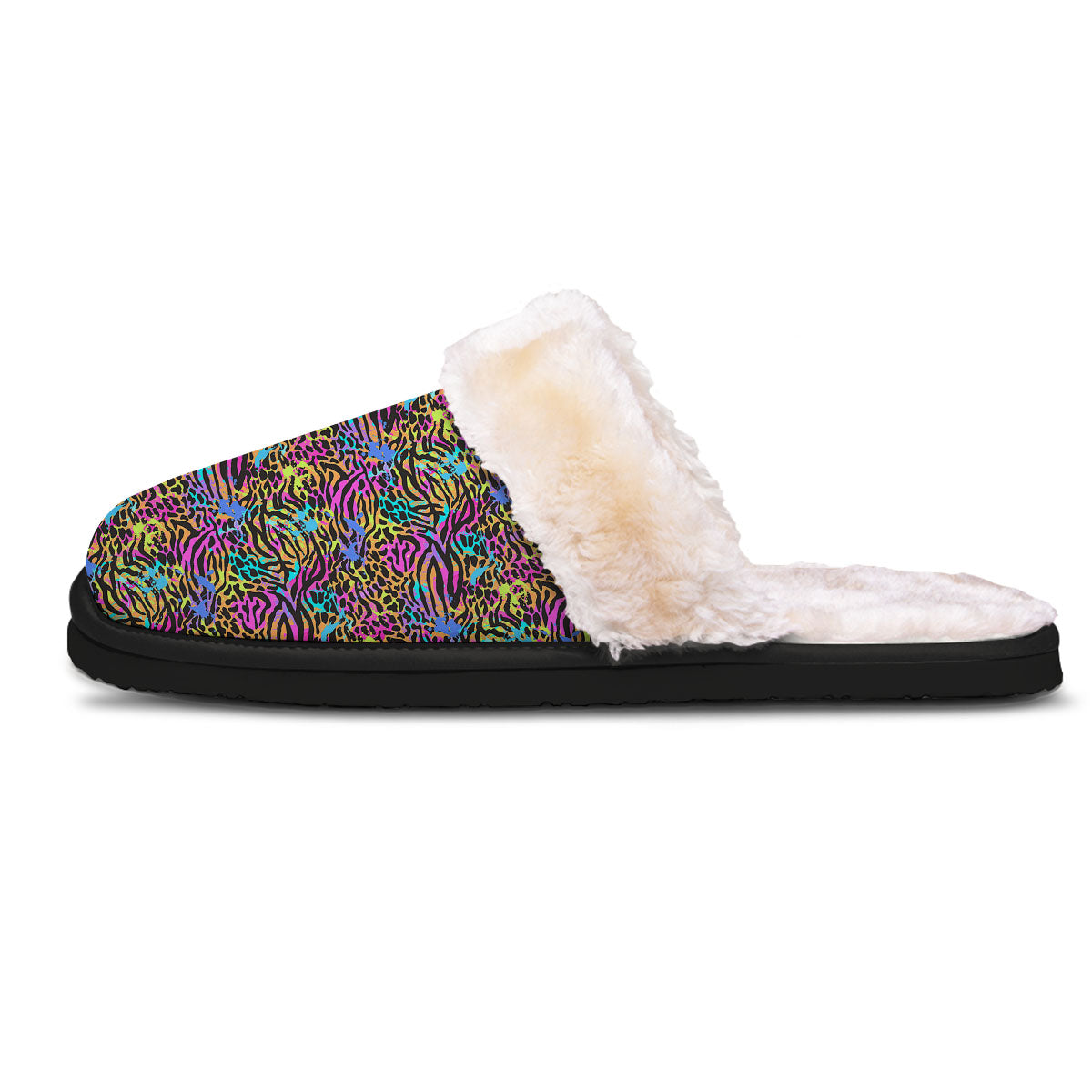 Leopard Zebra Colorful Print Pattern Slippers-grizzshop