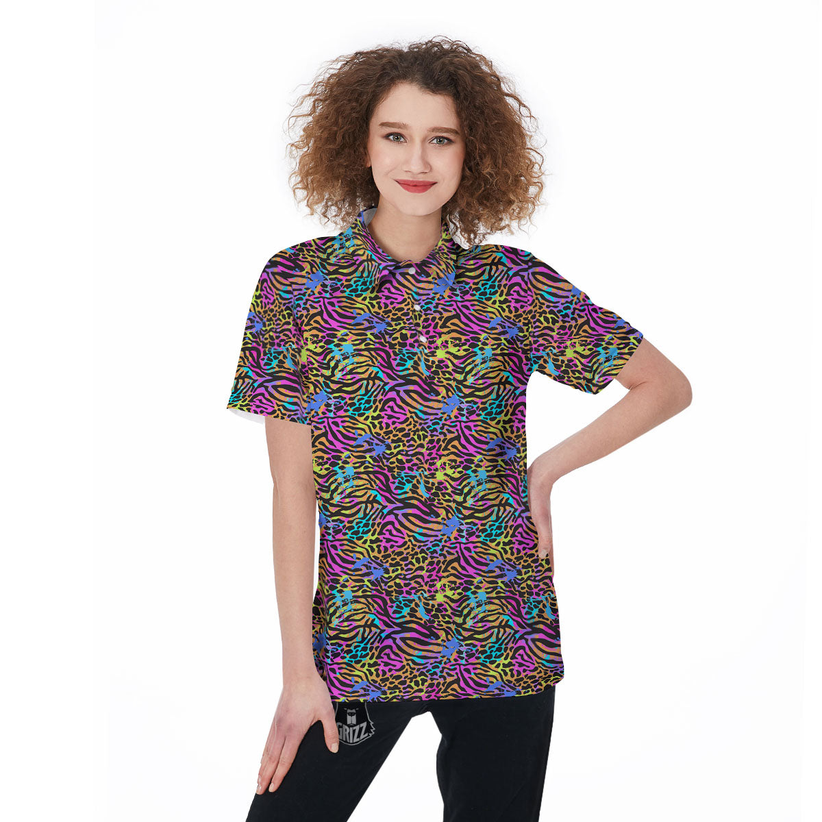 Leopard Zebra Colorful Print Pattern Women's Golf Shirts-grizzshop