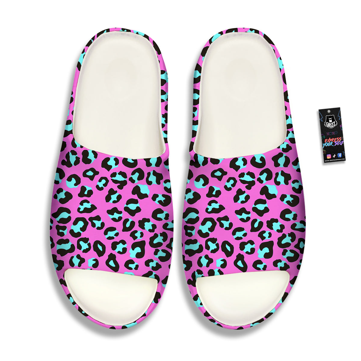 Leopard Pink And Turquoise Print Pattern Sandals-grizzshop