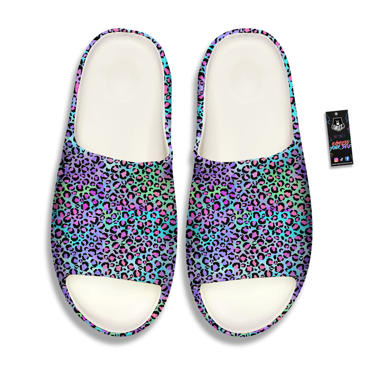Leopard Rainbow And Purple Print Pattern Sandals-grizzshop