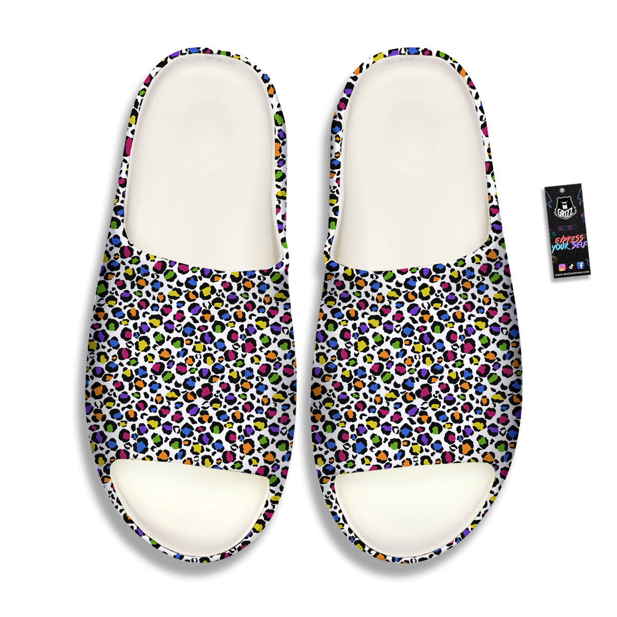 Leopard Rainbow And White Print Pattern Sandals-grizzshop