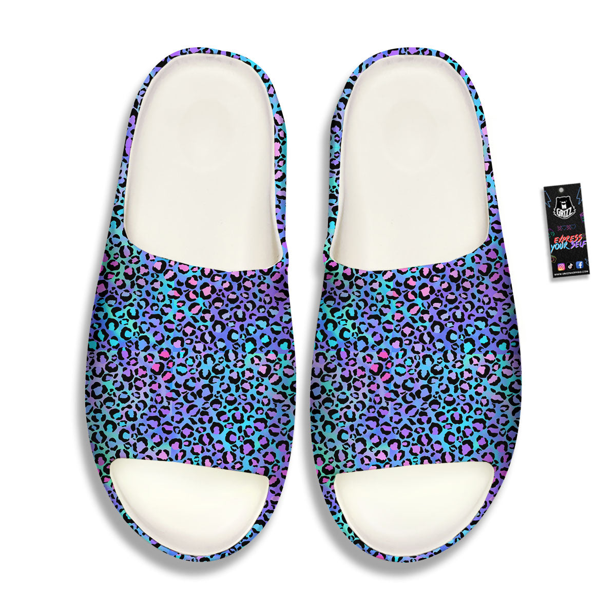 Leopard Teal And Purple Print Pattern Sandals-grizzshop