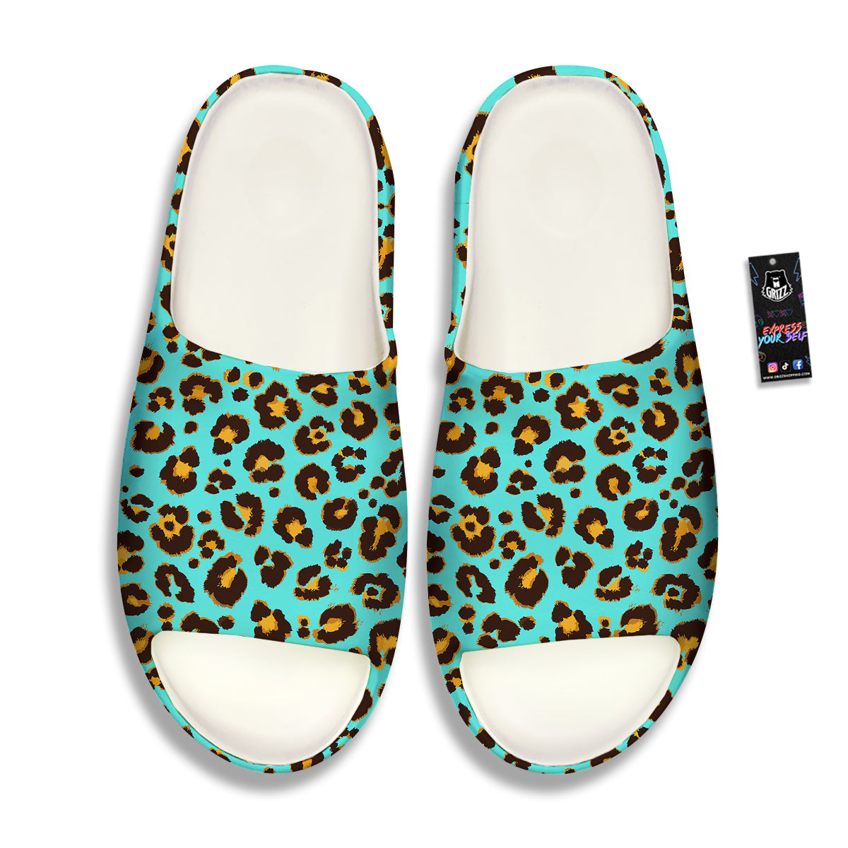 Leopard Turquoise Print Pattern Sandals-grizzshop