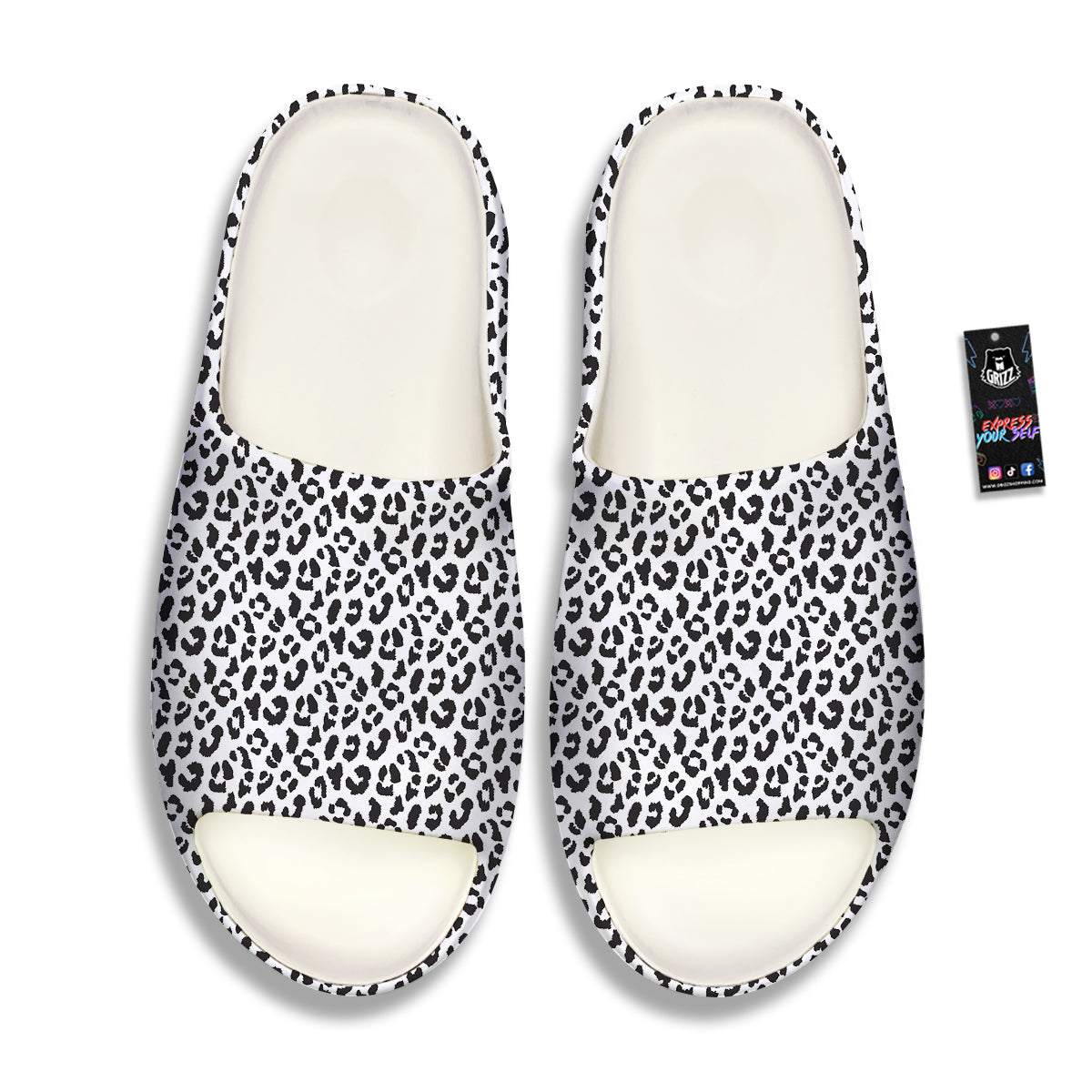 Leopard White Print Pattern Sandals-grizzshop
