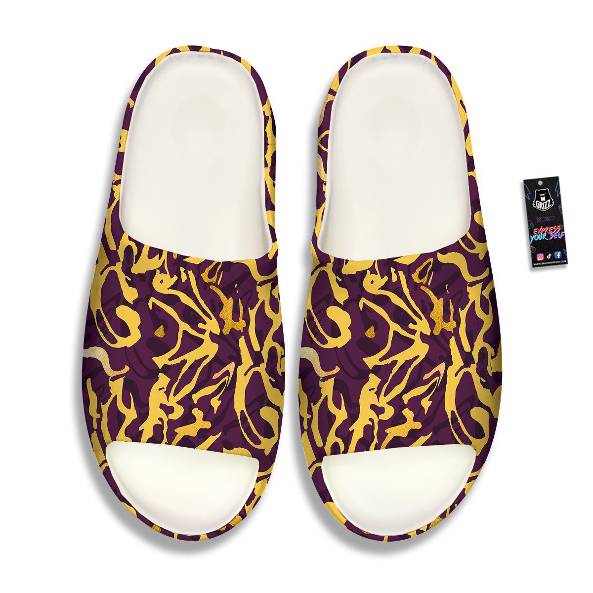Leopard Yellow And Purple Print Pattern Sandals-grizzshop