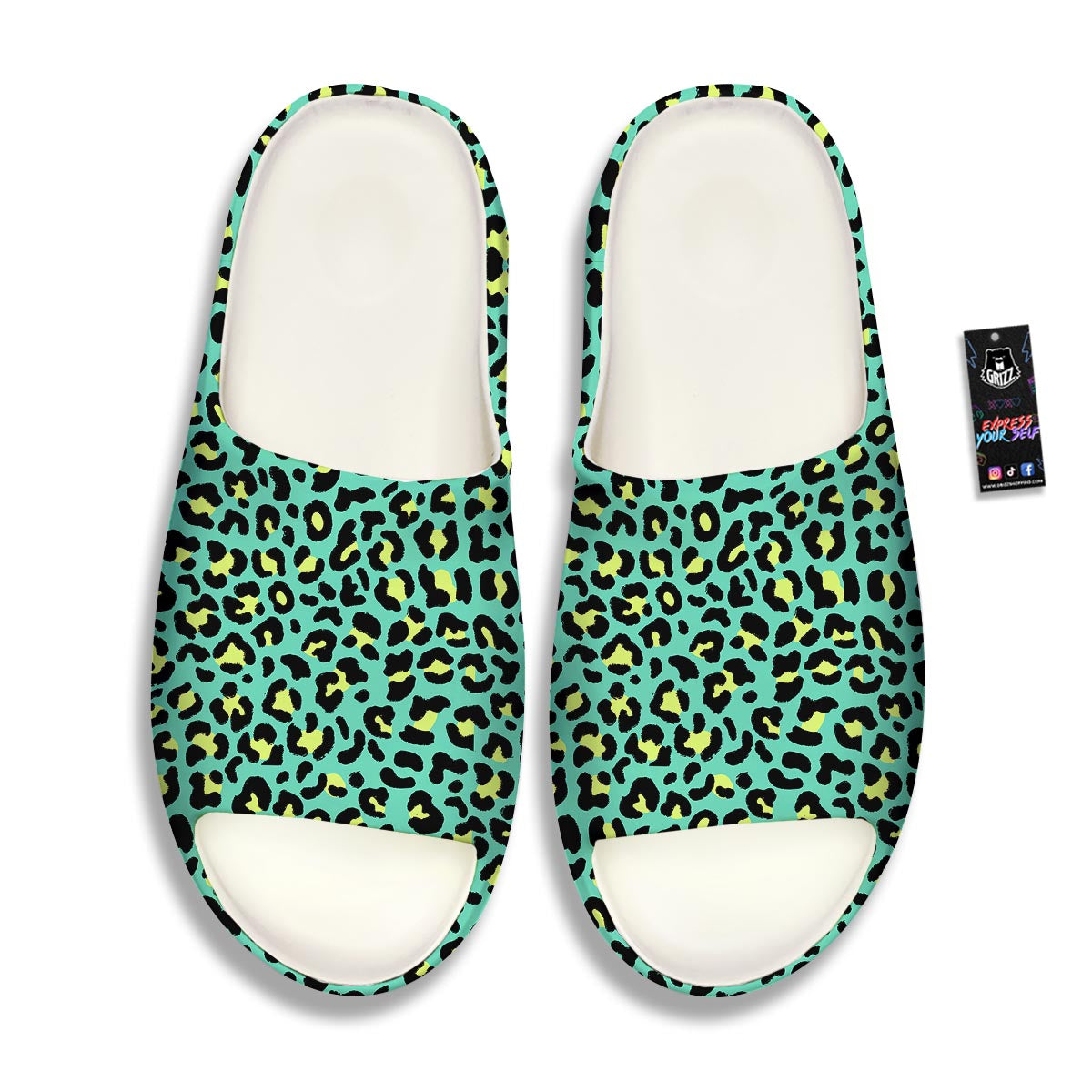 Leopard Yellow And Teal Print Pattern Sandals-grizzshop