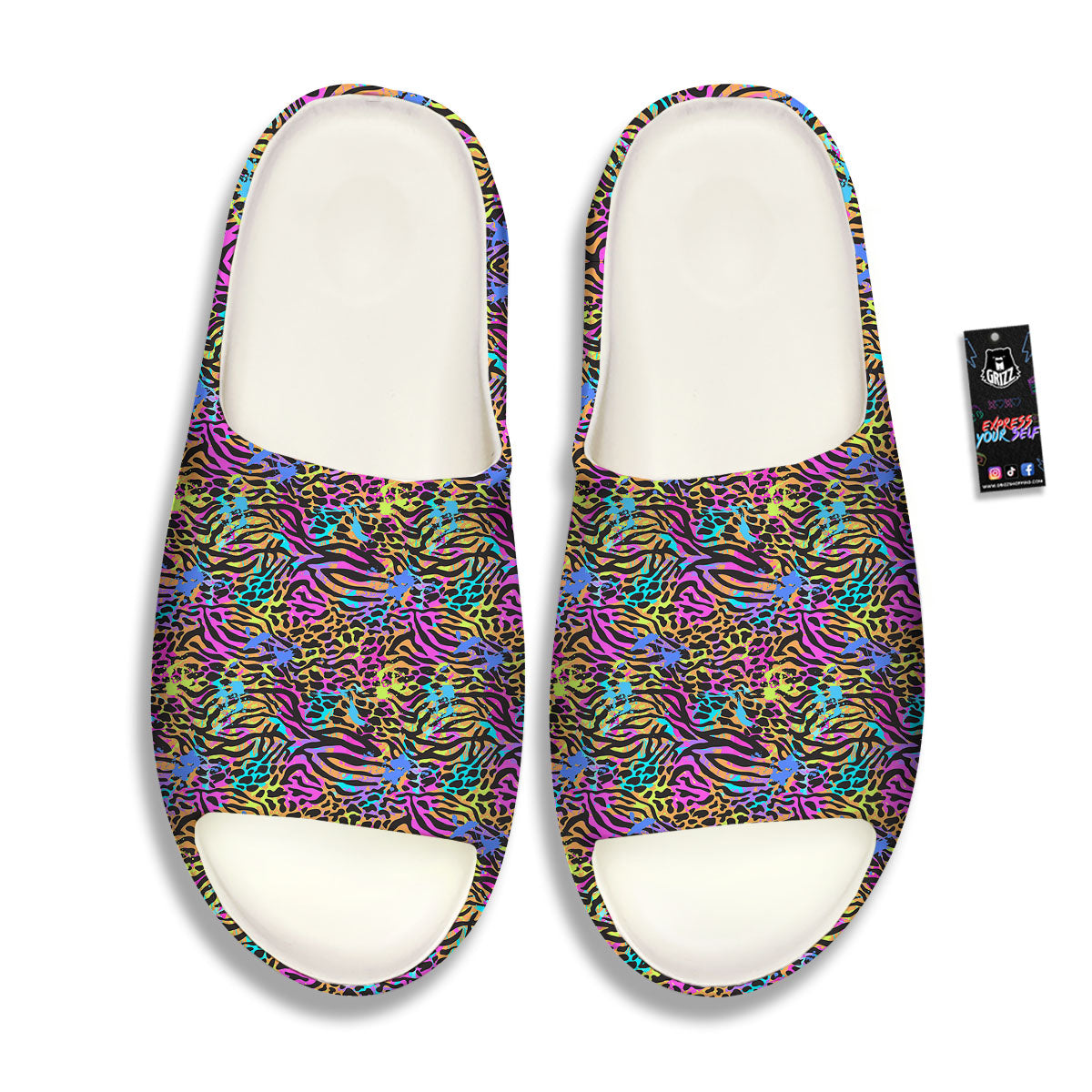 Leopard Zebra Colorful Print Pattern Sandals-grizzshop