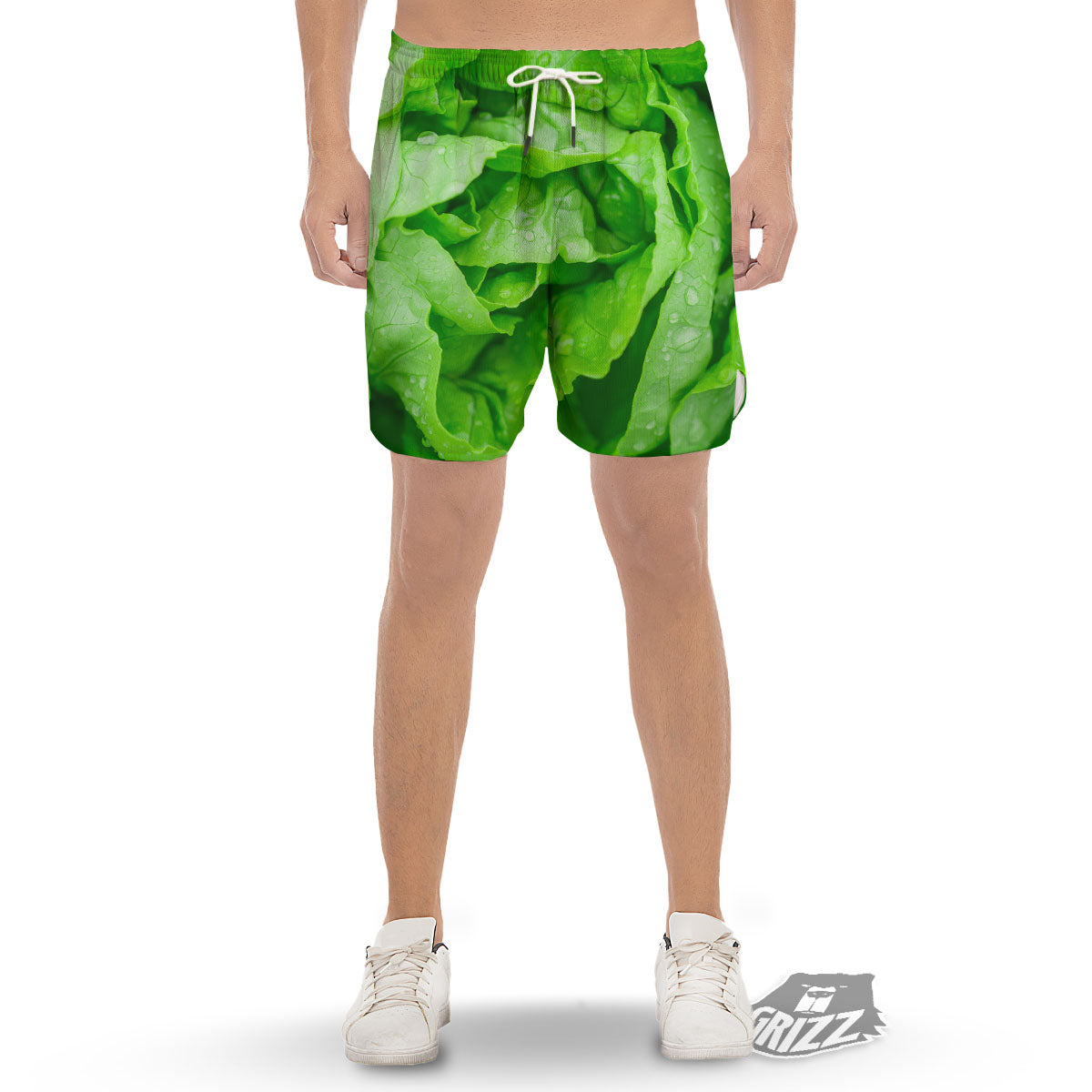 Lettuce Fresh Leaves Print Men's Gym Shorts-grizzshop