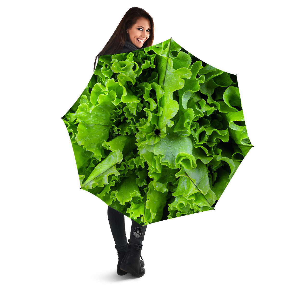Lettuce Green Leaves Print Umbrella-grizzshop