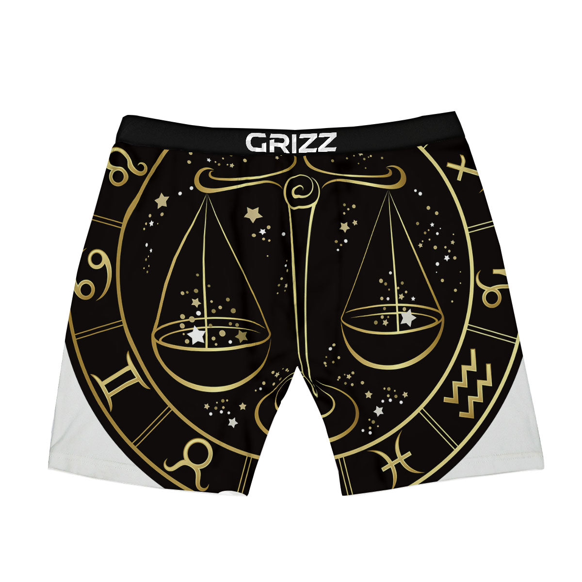 Libra Sign Black And Gold Print Boxer Briefs-grizzshop