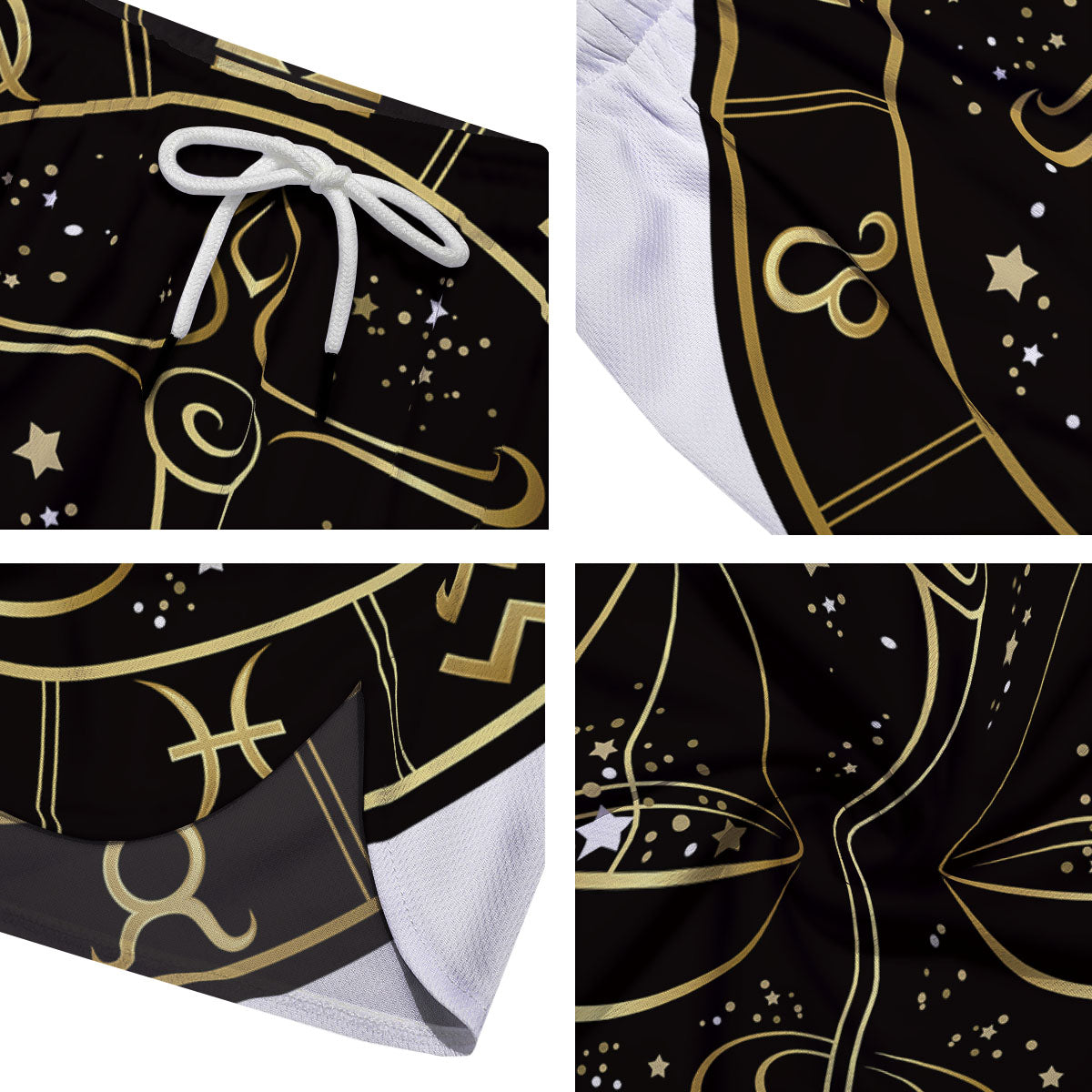 Libra Sign Black And Gold Print Men's Running Shorts-grizzshop