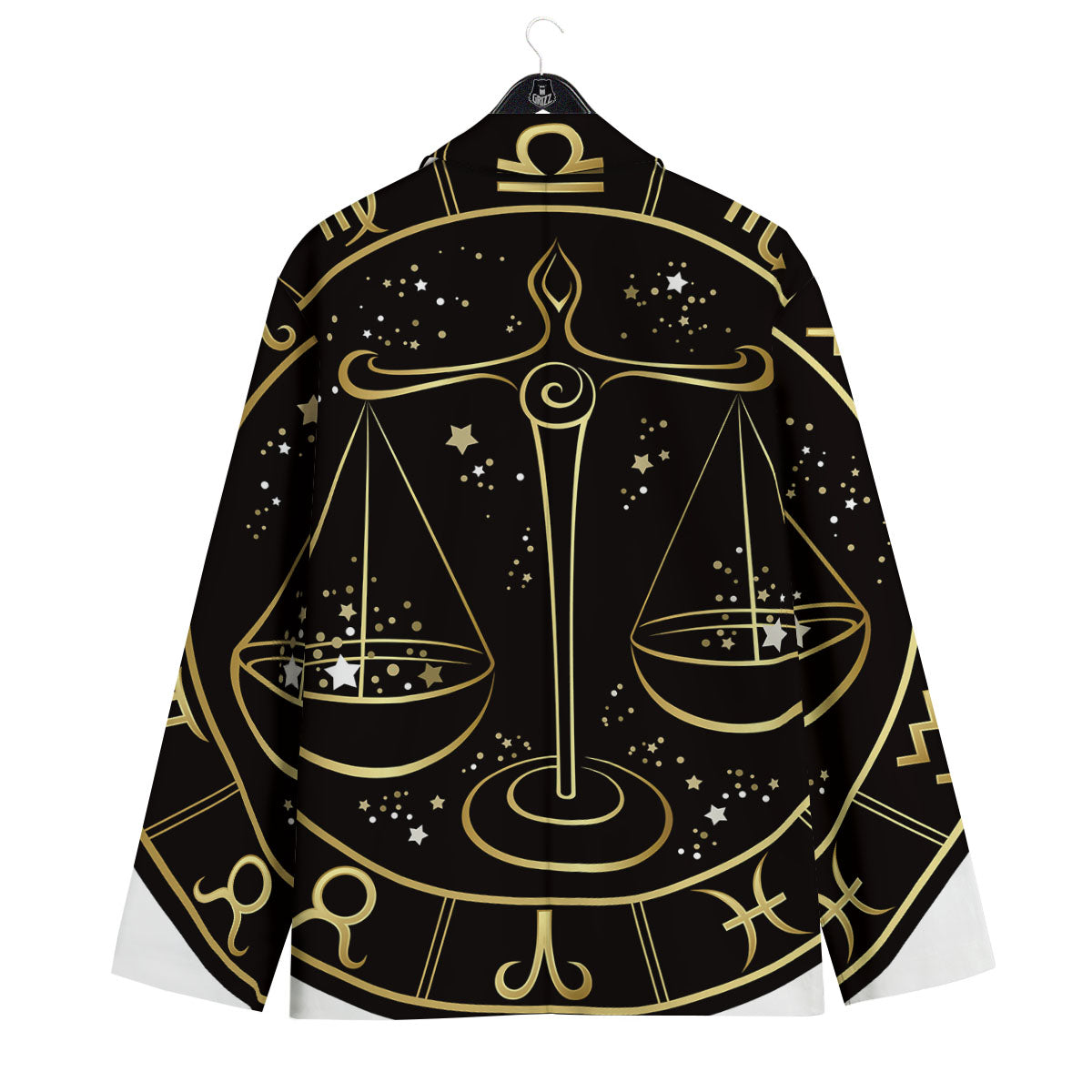 Libra Sign Black And Gold Print Men's Sport Coat-grizzshop