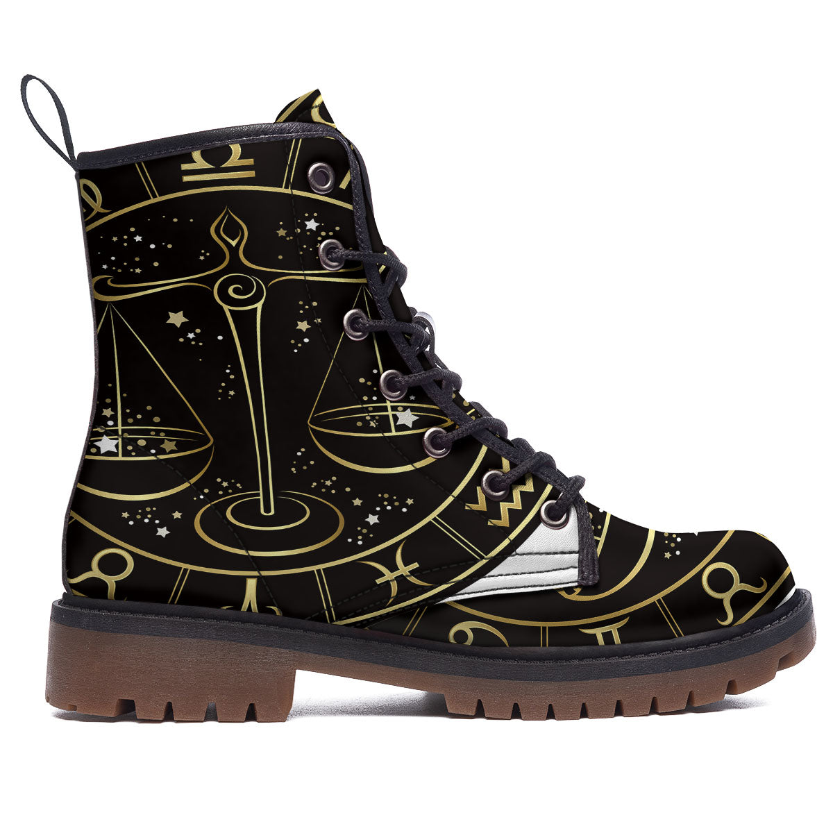 Libra Sign Black And Gold Print Work Boots-grizzshop