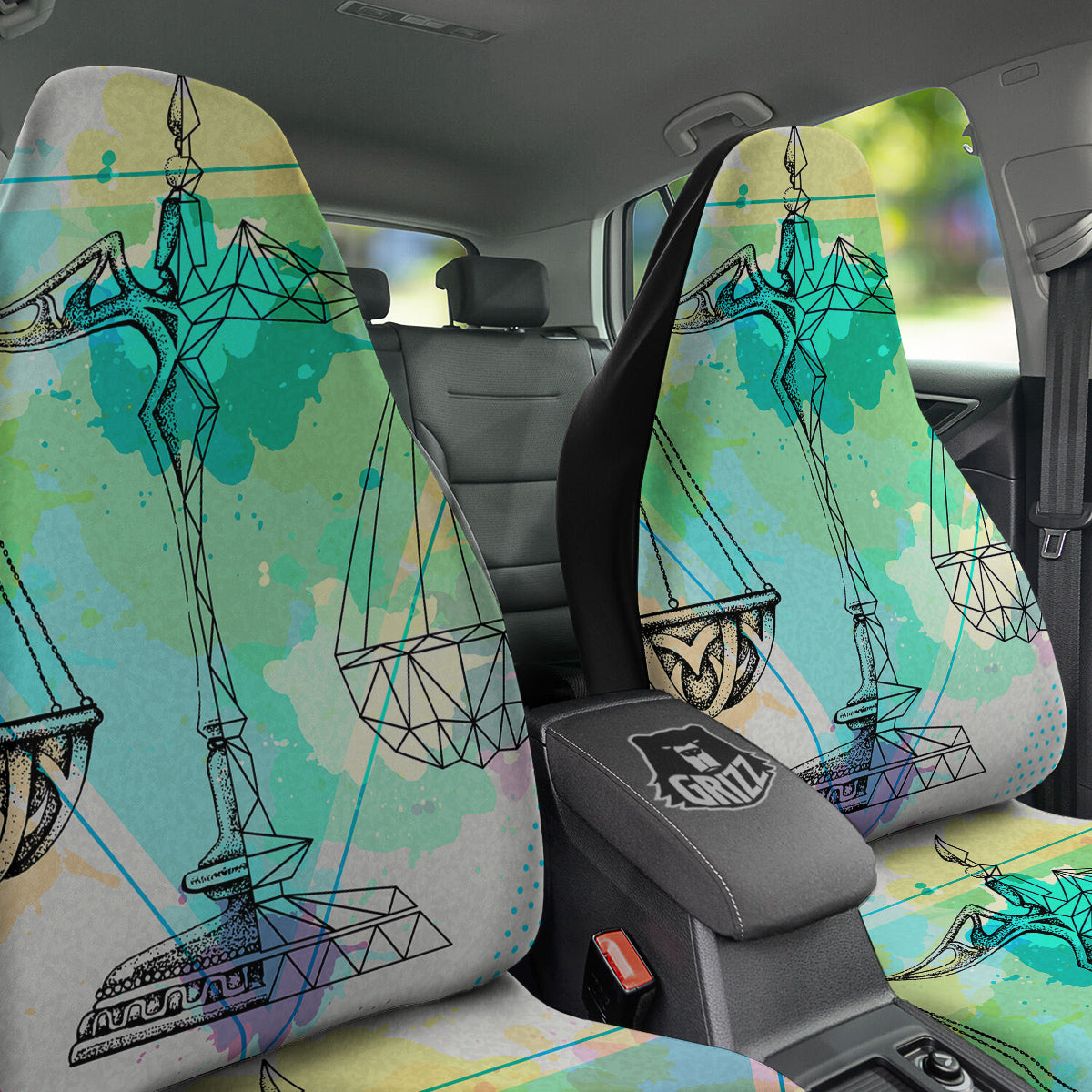 Libra Sign Colorful Print Car Seat Covers-grizzshop