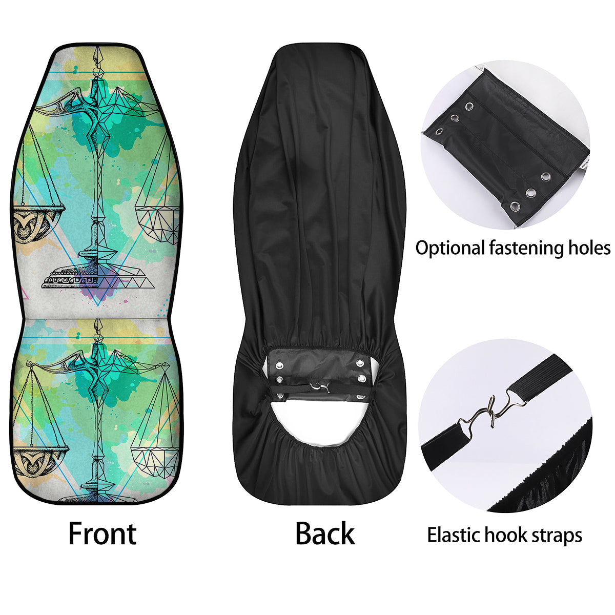 Libra Sign Colorful Print Car Seat Covers-grizzshop