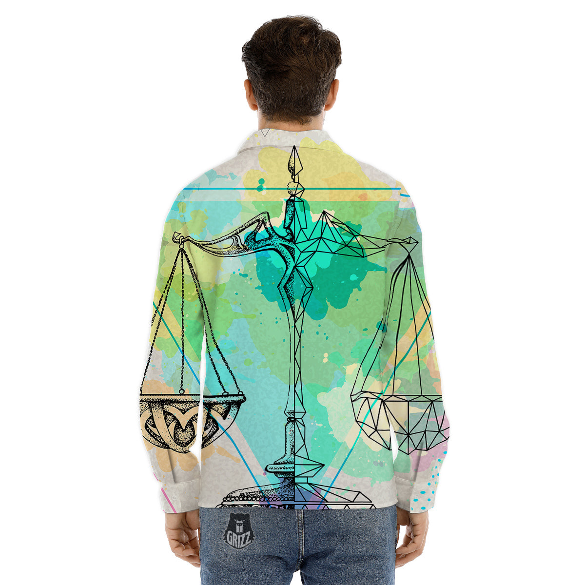 Libra Sign Colorful Print Men's Dress Shirts-grizzshop