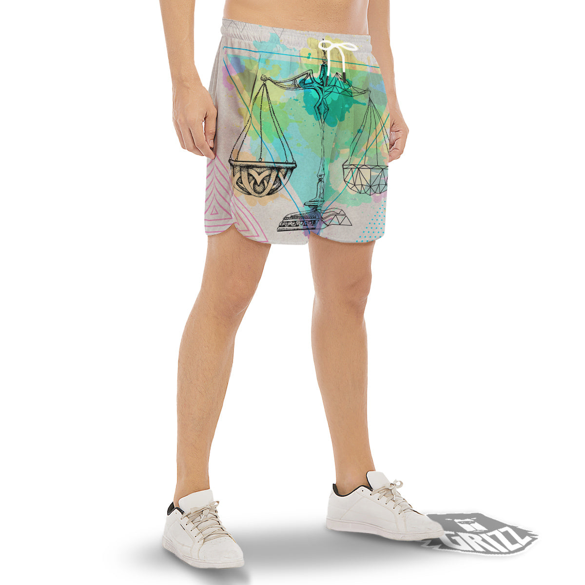 Libra Sign Colorful Print Men's Gym Shorts-grizzshop