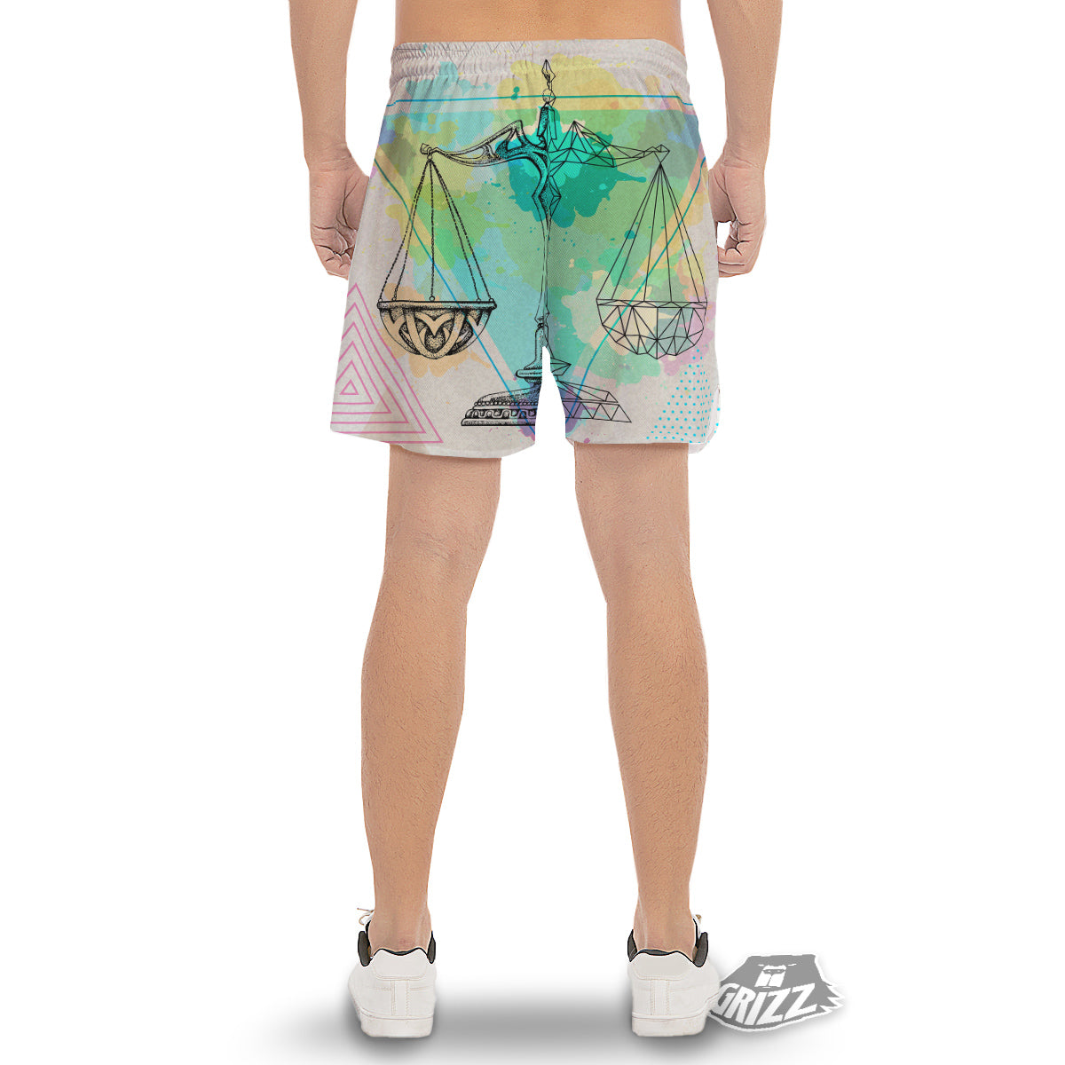 Libra Sign Colorful Print Men's Gym Shorts-grizzshop