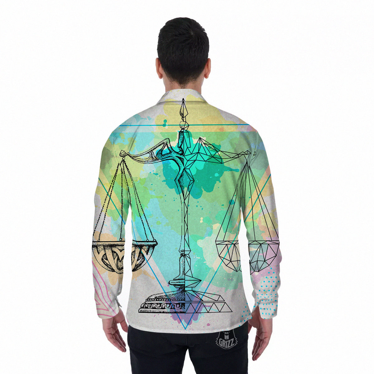 Libra Sign Colorful Print Men's Long Sleeve Shirts-grizzshop