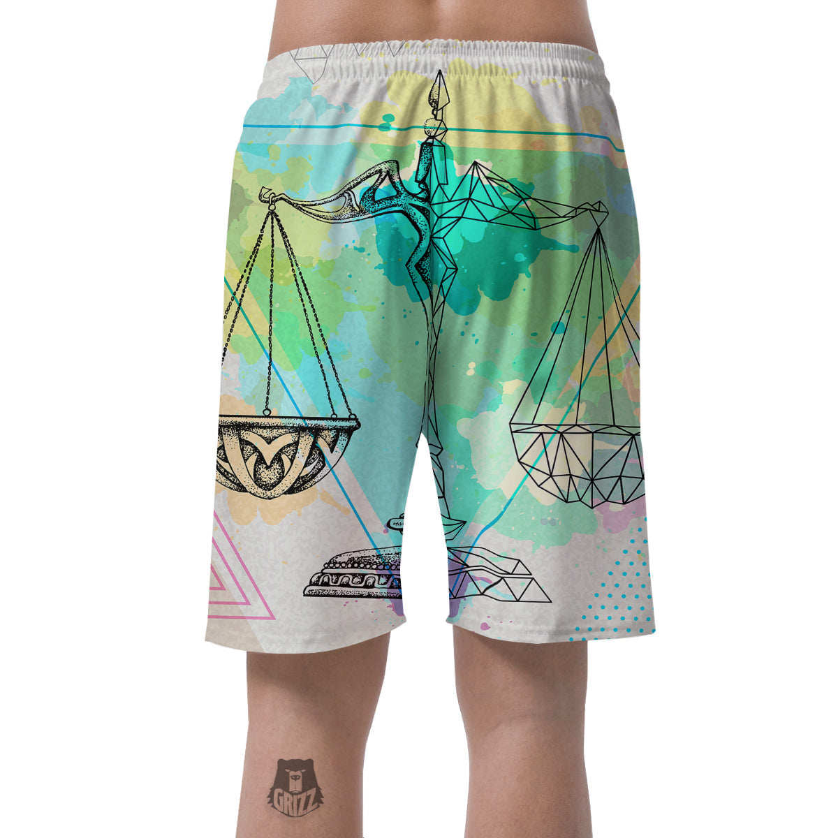 Libra Sign Colorful Print Men's Shorts-grizzshop