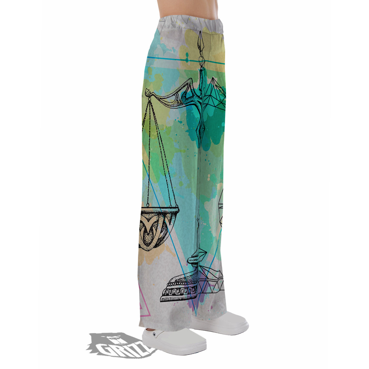 Libra Sign Colorful Print Pajama Pants-grizzshop