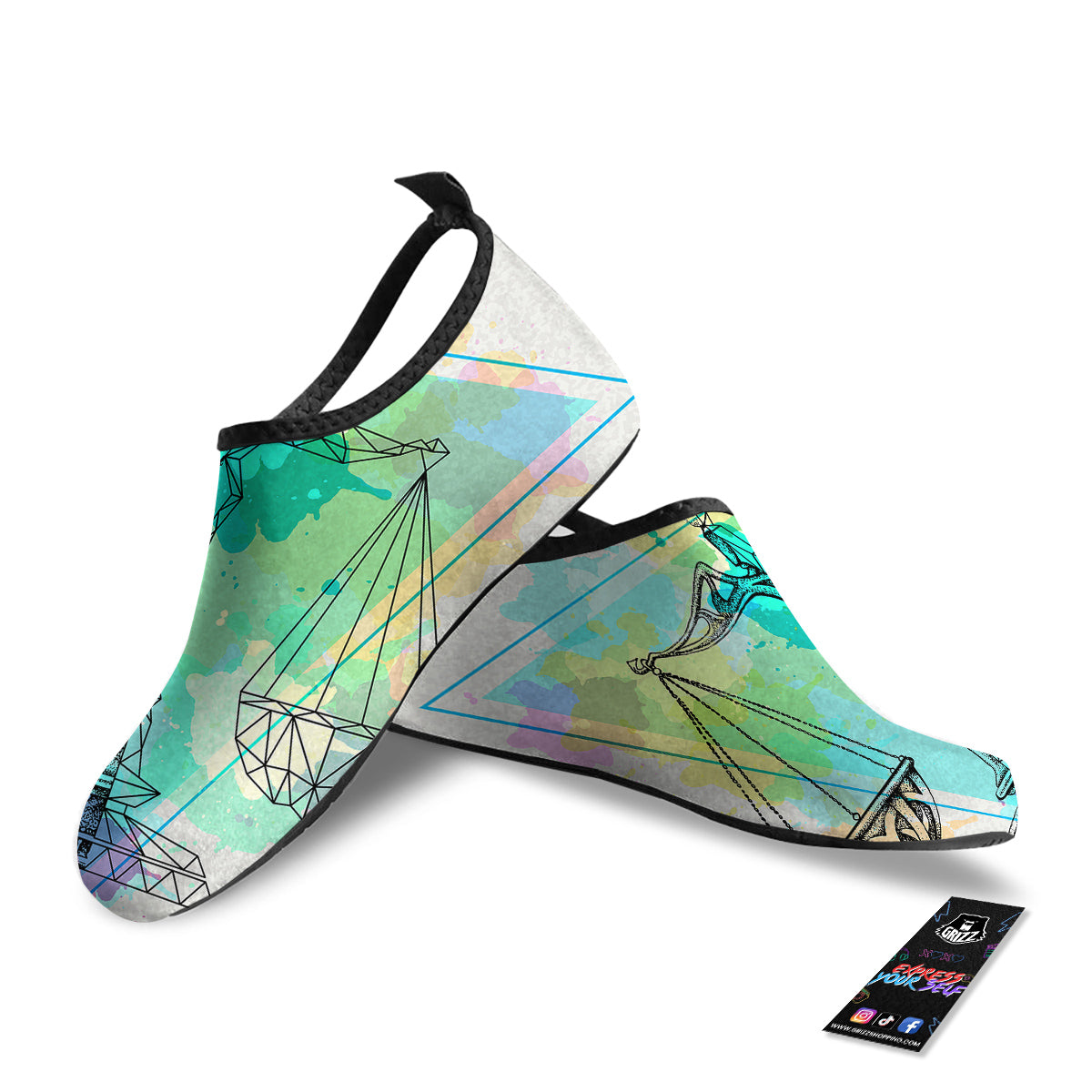 Libra Sign Colorful Print Water Shoes-grizzshop