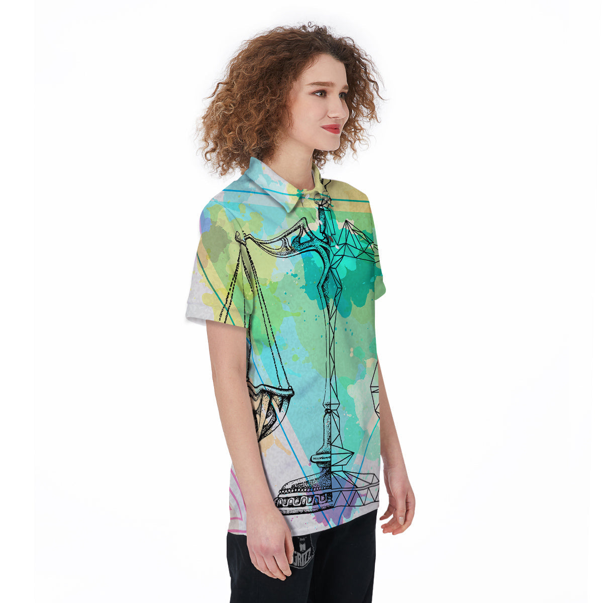 Libra Sign Colorful Print Women's Golf Shirts-grizzshop