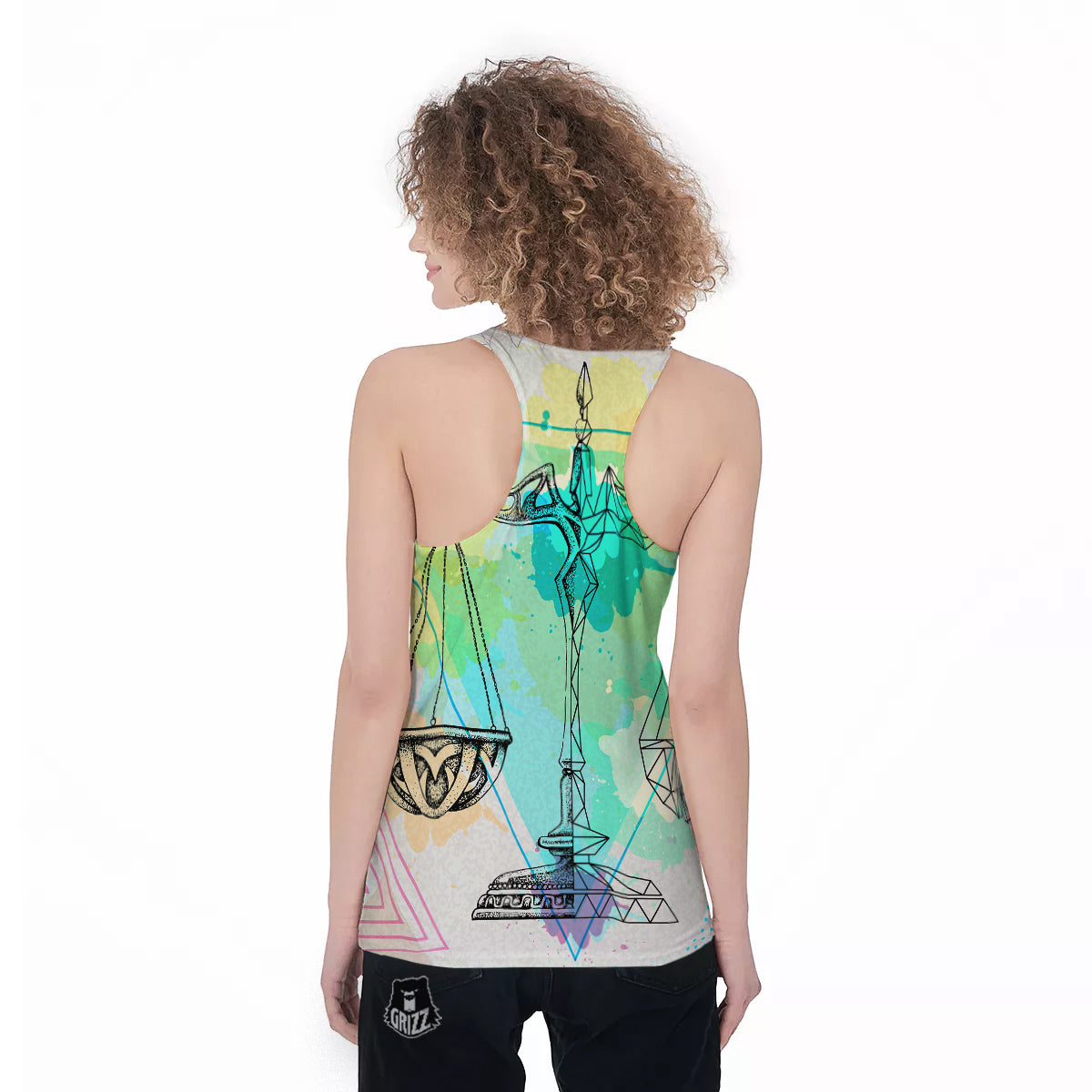 Libra Sign Colorful Print Women's Racerback Tank Top-grizzshop