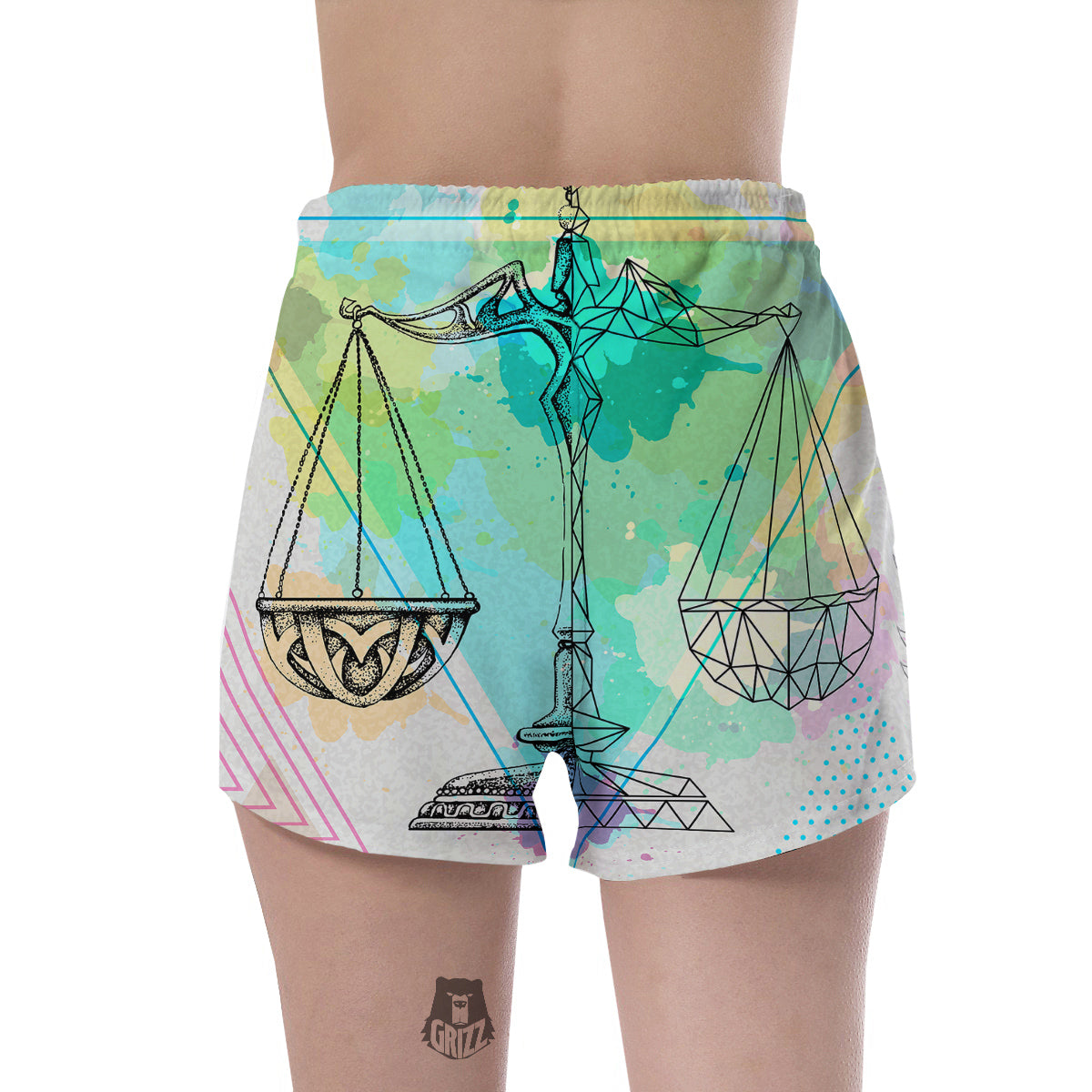 Libra Sign Colorful Print Women's Shorts-grizzshop