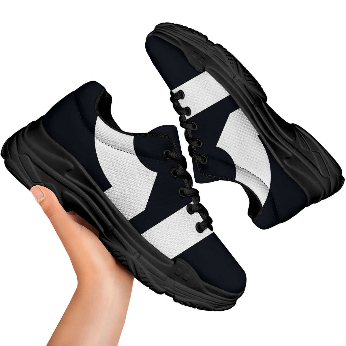 Libra Sign White And Black Print Black Chunky Shoes-grizzshop