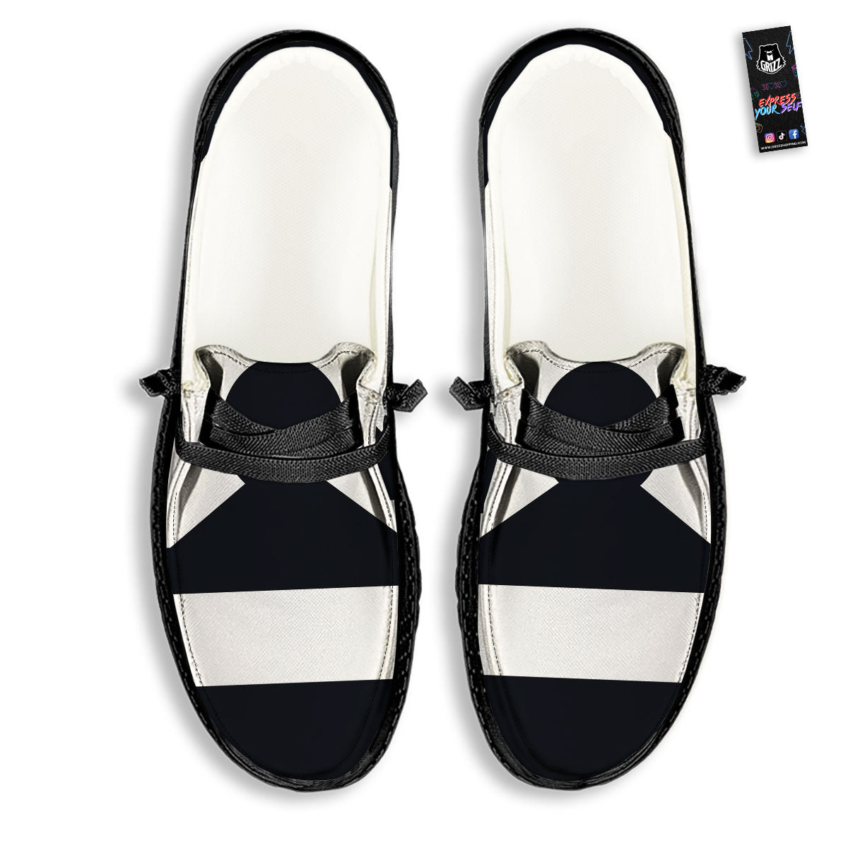 Libra Sign White And Black Print Black Loafers-grizzshop