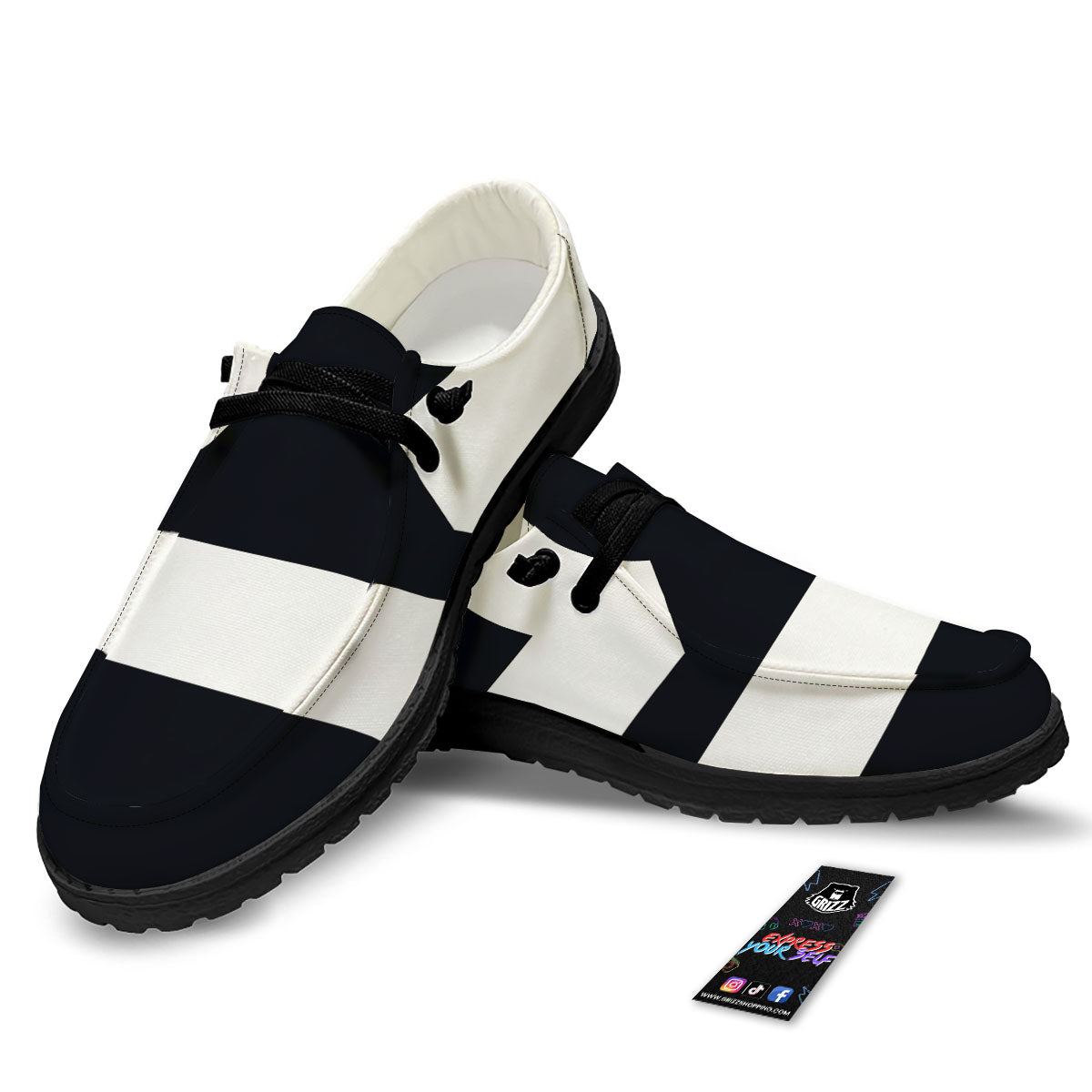 Libra Sign White And Black Print Black Loafers-grizzshop