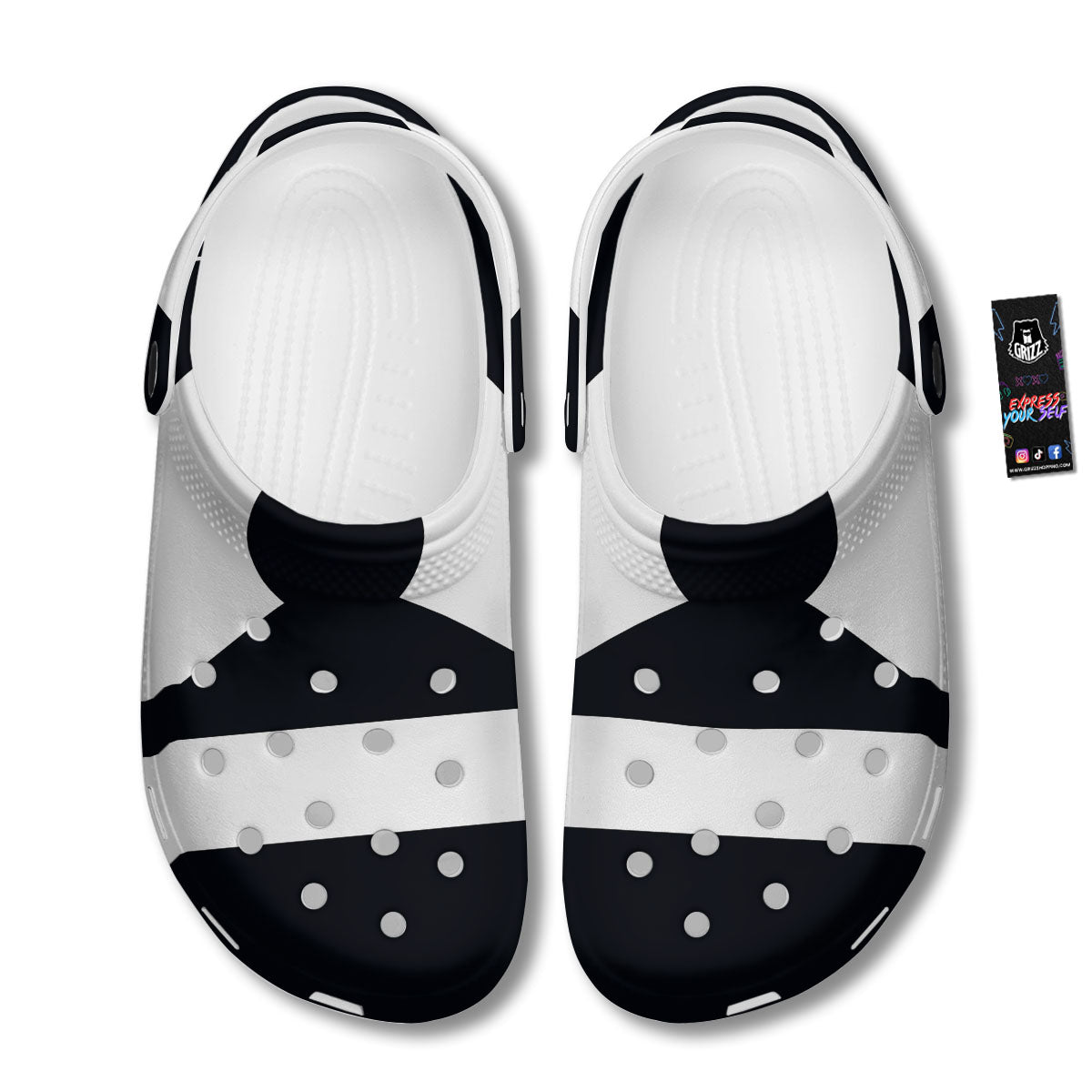 Libra Sign White And Black Print Clog-grizzshop