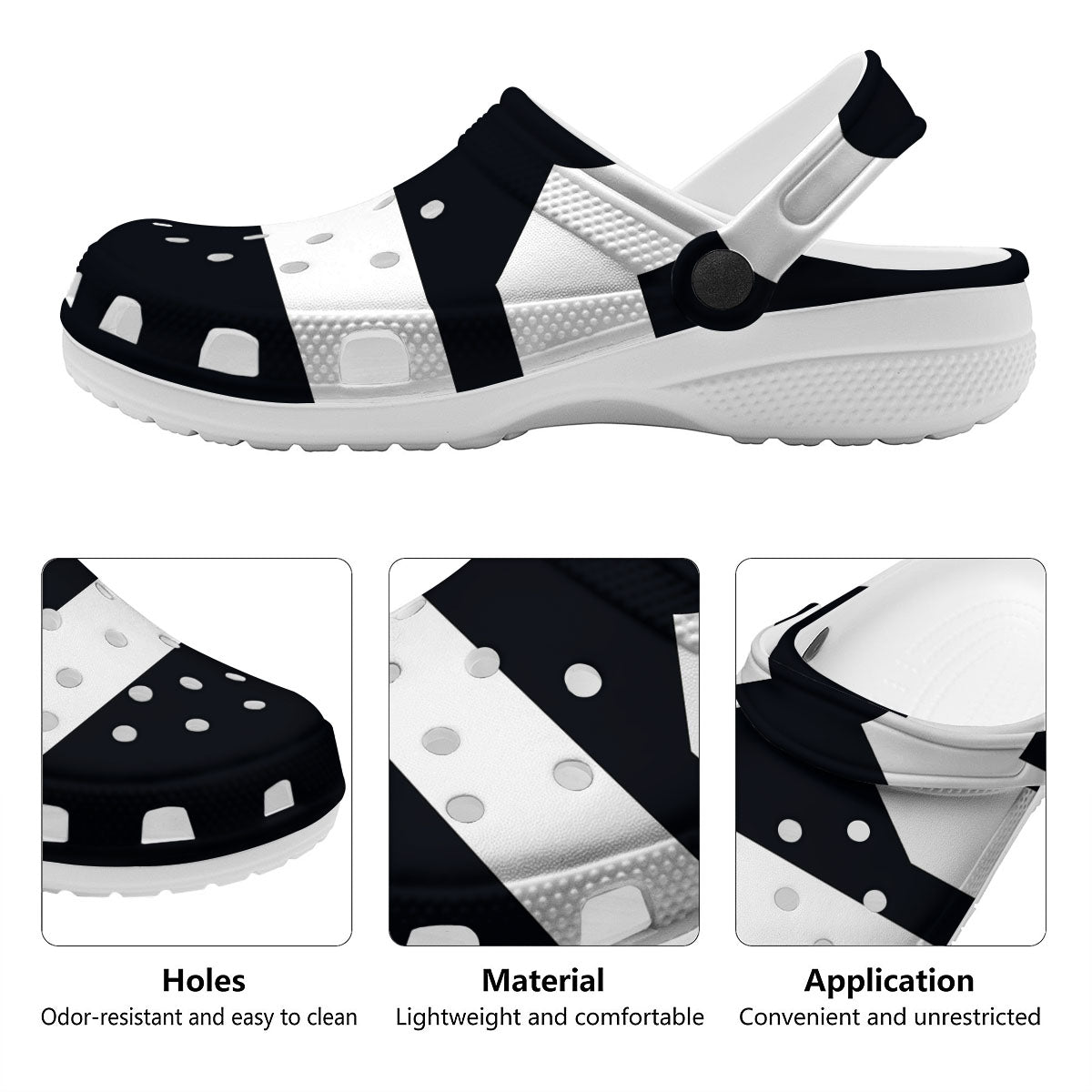 Libra Sign White And Black Print Clog-grizzshop