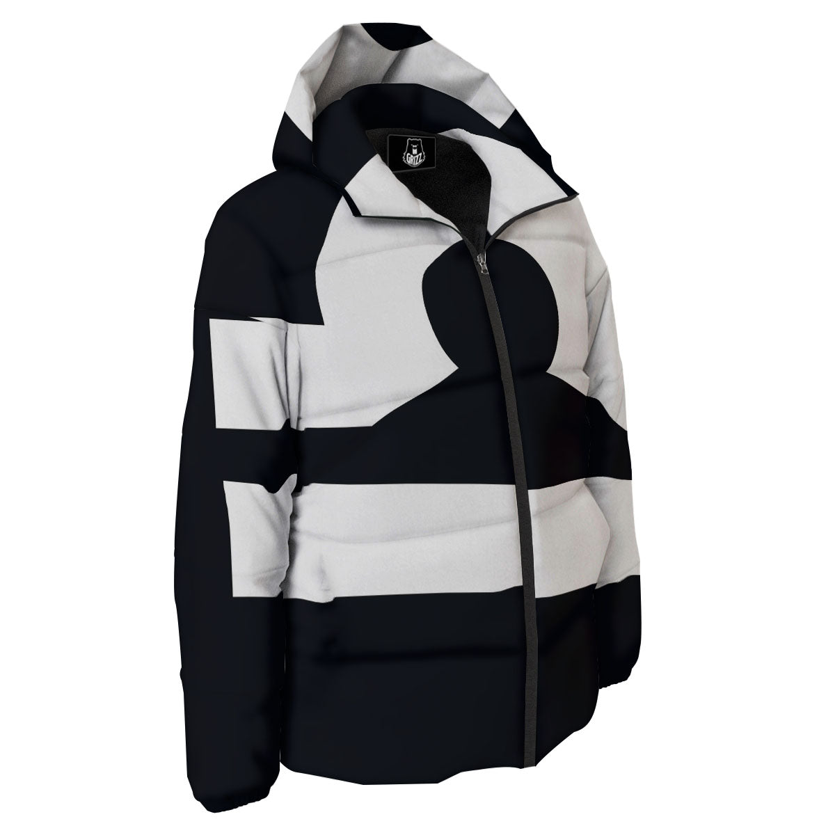 Libra Sign White And Black Print Down Jacket-grizzshop