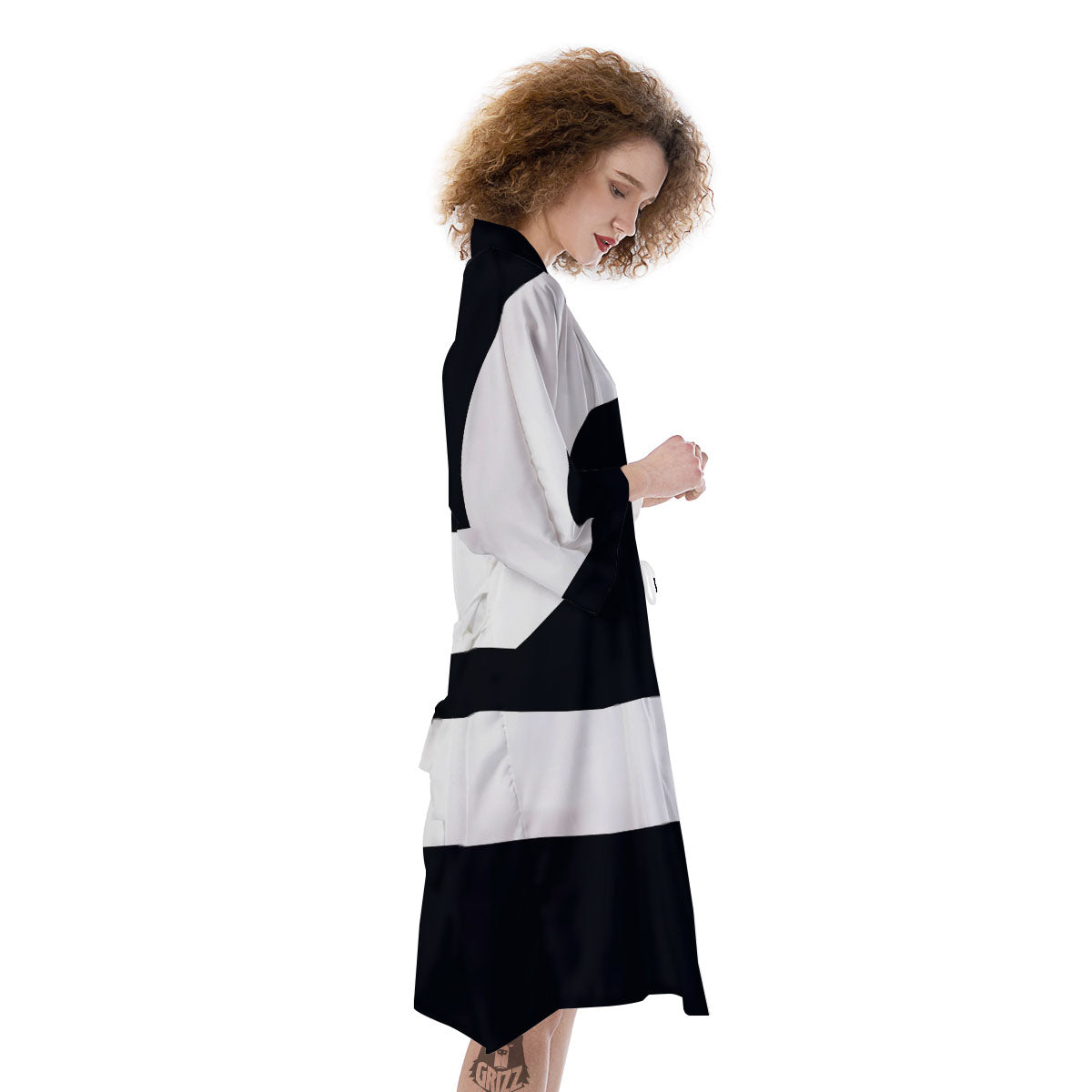 Libra Sign White And Black Print Kimono-grizzshop