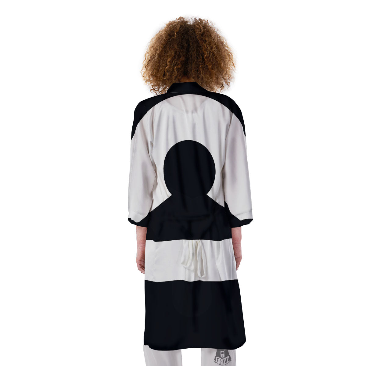 Libra Sign White And Black Print Kimono-grizzshop