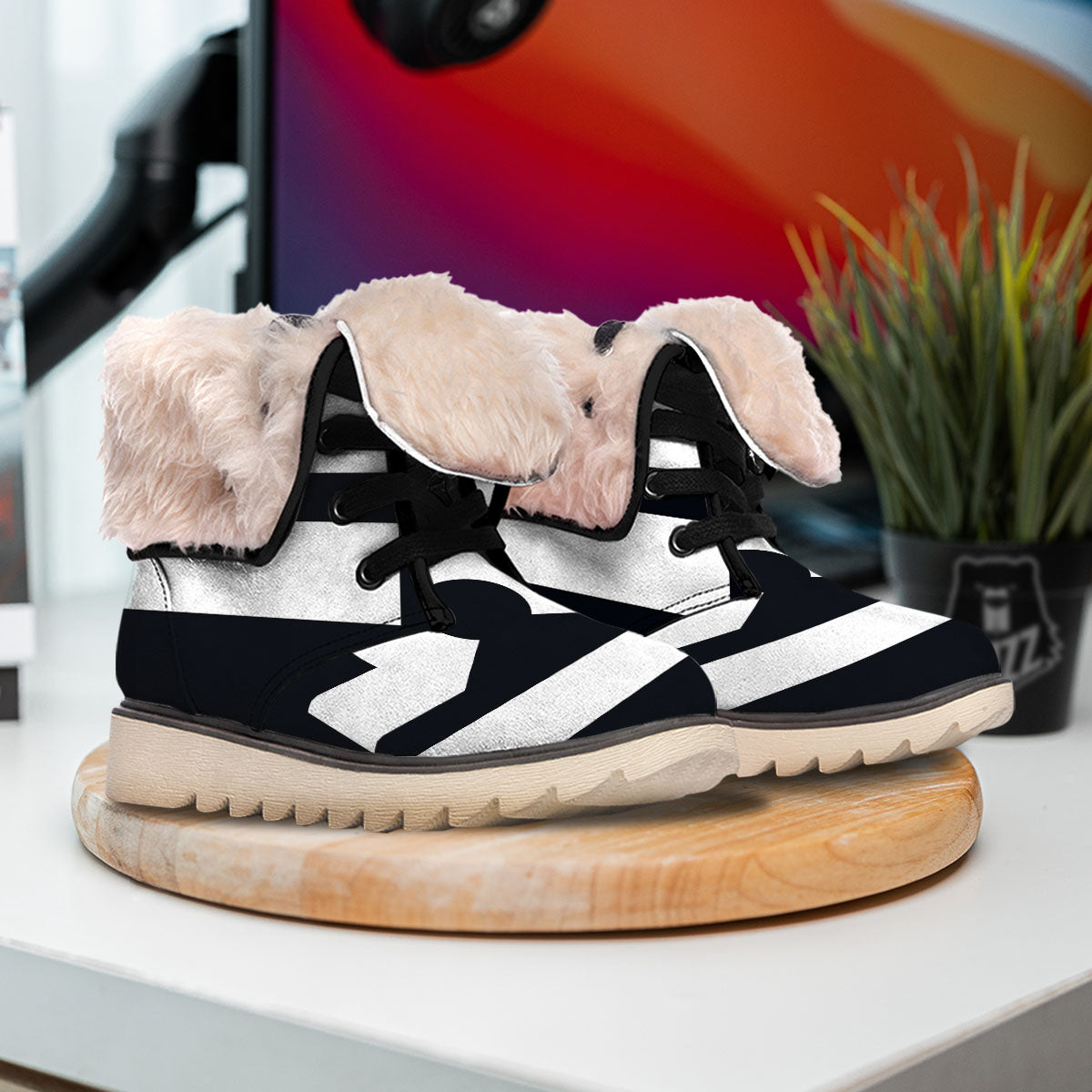 Libra Sign White And Black Print Snow Boots-grizzshop