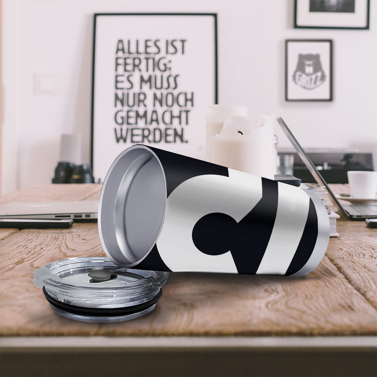 Libra Sign White And Black Print Tumbler-grizzshop
