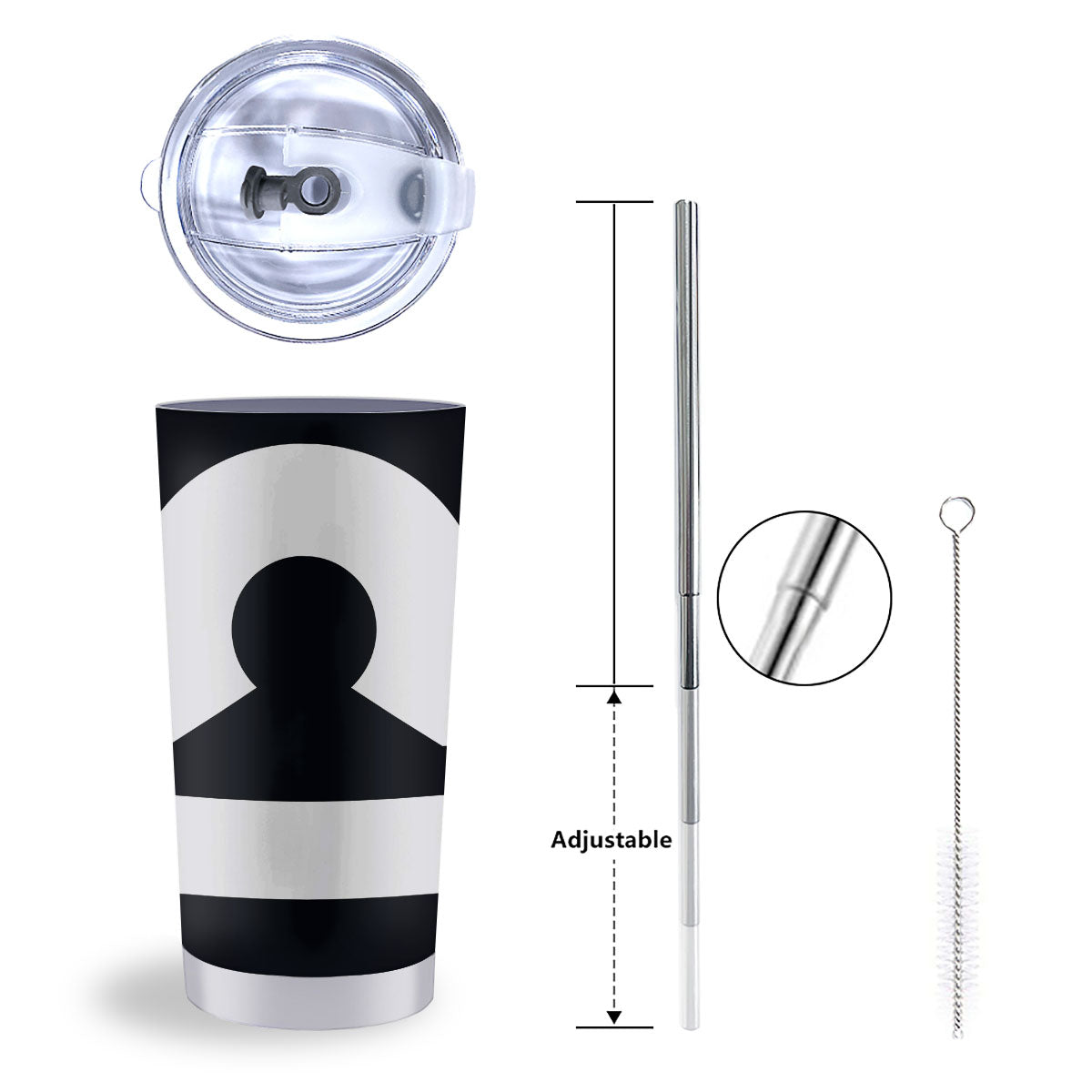 Libra Sign White And Black Print Tumbler-grizzshop
