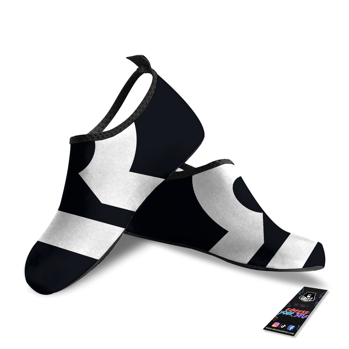Libra Sign White And Black Print Water Shoes-grizzshop