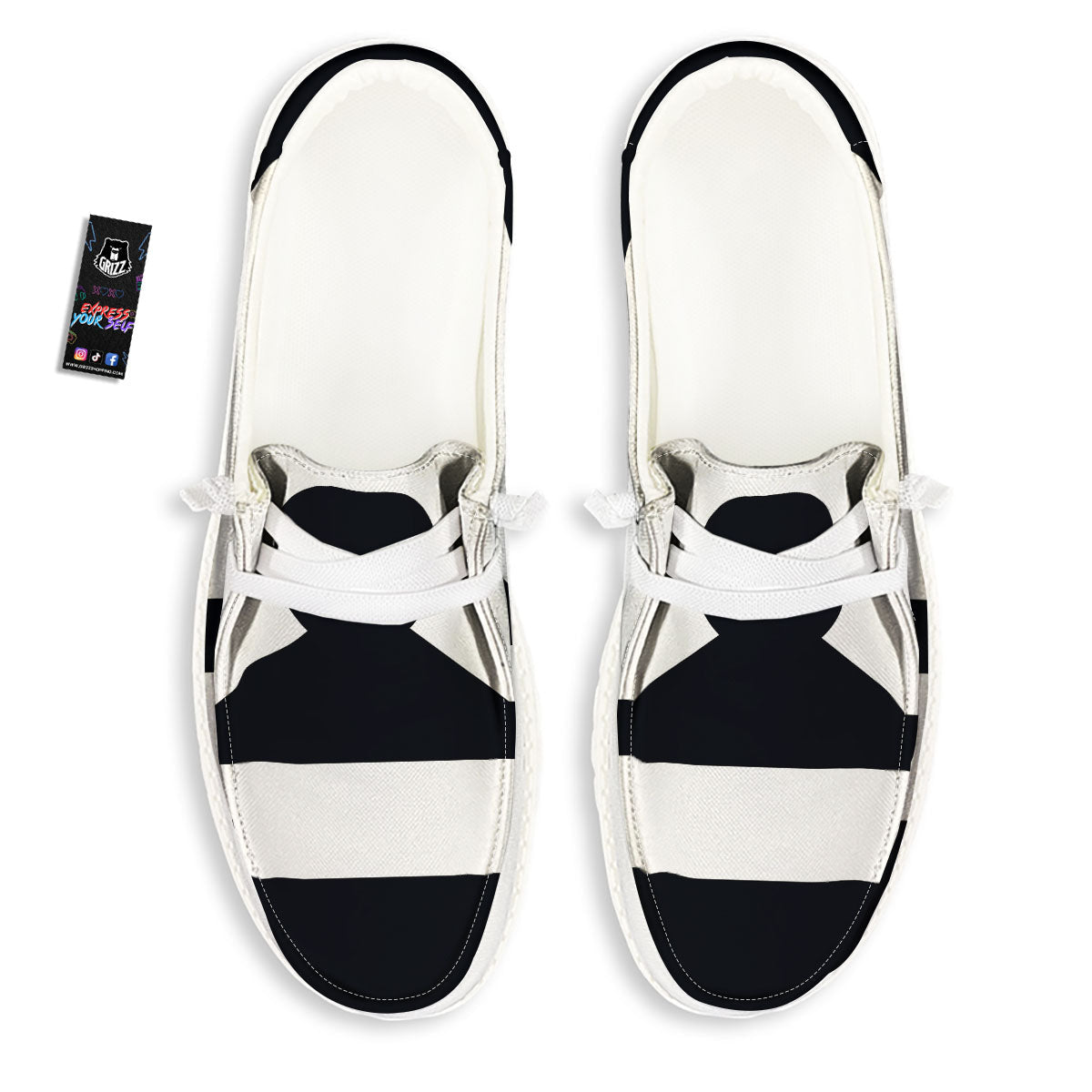 Libra Sign White And Black Print White Loafers-grizzshop