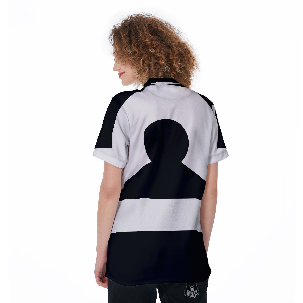 Libra Sign White And Black Print Women's Golf Shirts-grizzshop