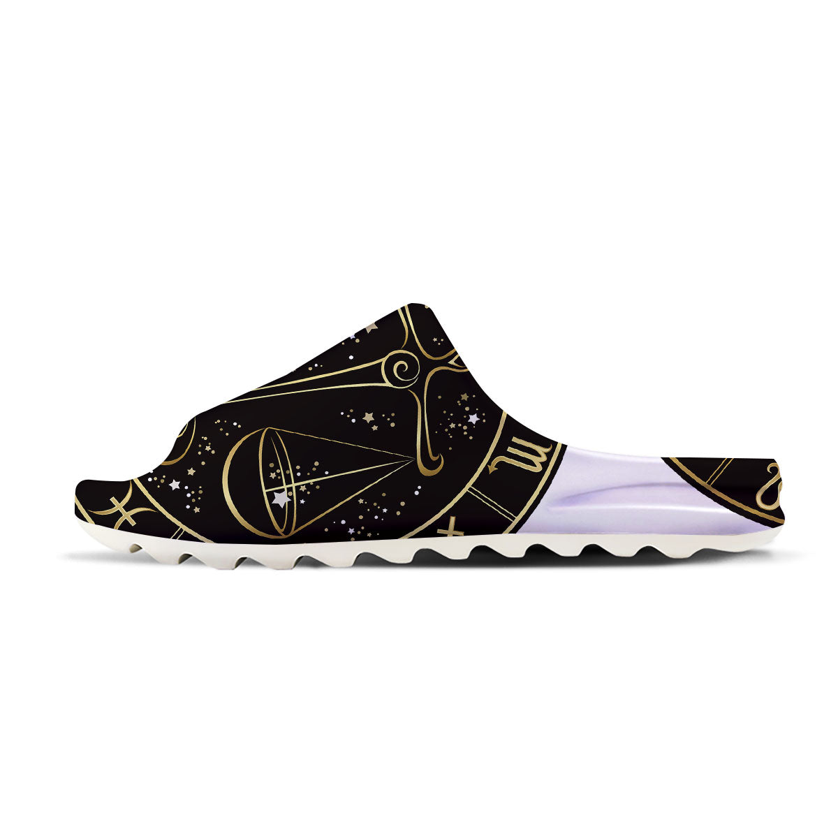 Libra Sign Black And Gold Print Sandals-grizzshop